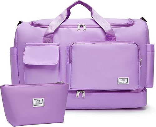 Miniatura 53 de Bolsa de Gimnasio Pequeña para Mujer, Bolsa de Lona de Viaje, Bolsa de Fin de Semana con Compartimento para Zapatos 09#Army Green