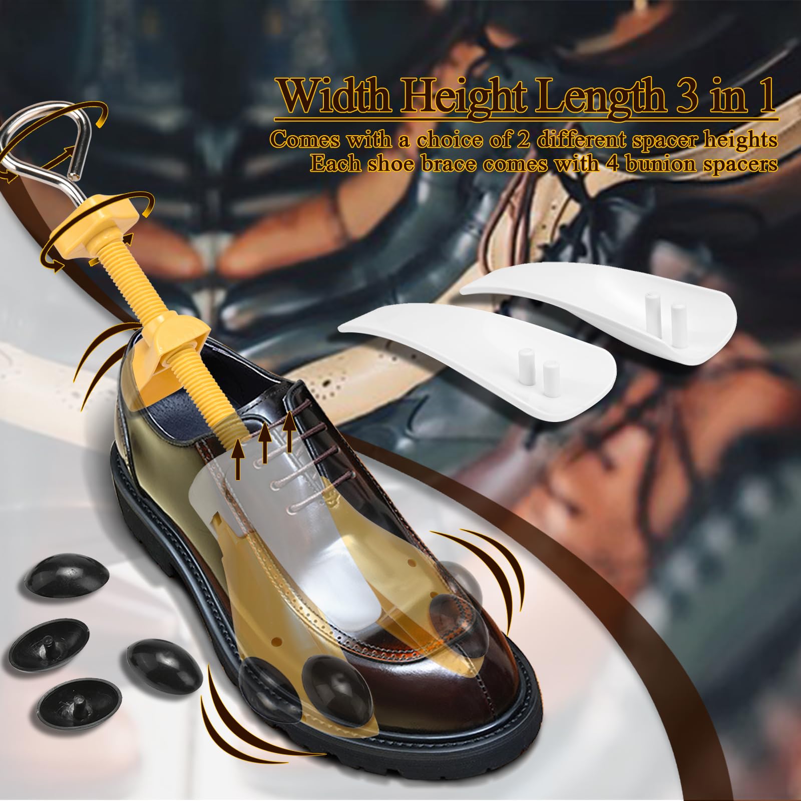 Estirador de zapatos para mujeres y hombres, pies anchos, par de expansores de zapatos, ancho ajustable, longitud y empeine