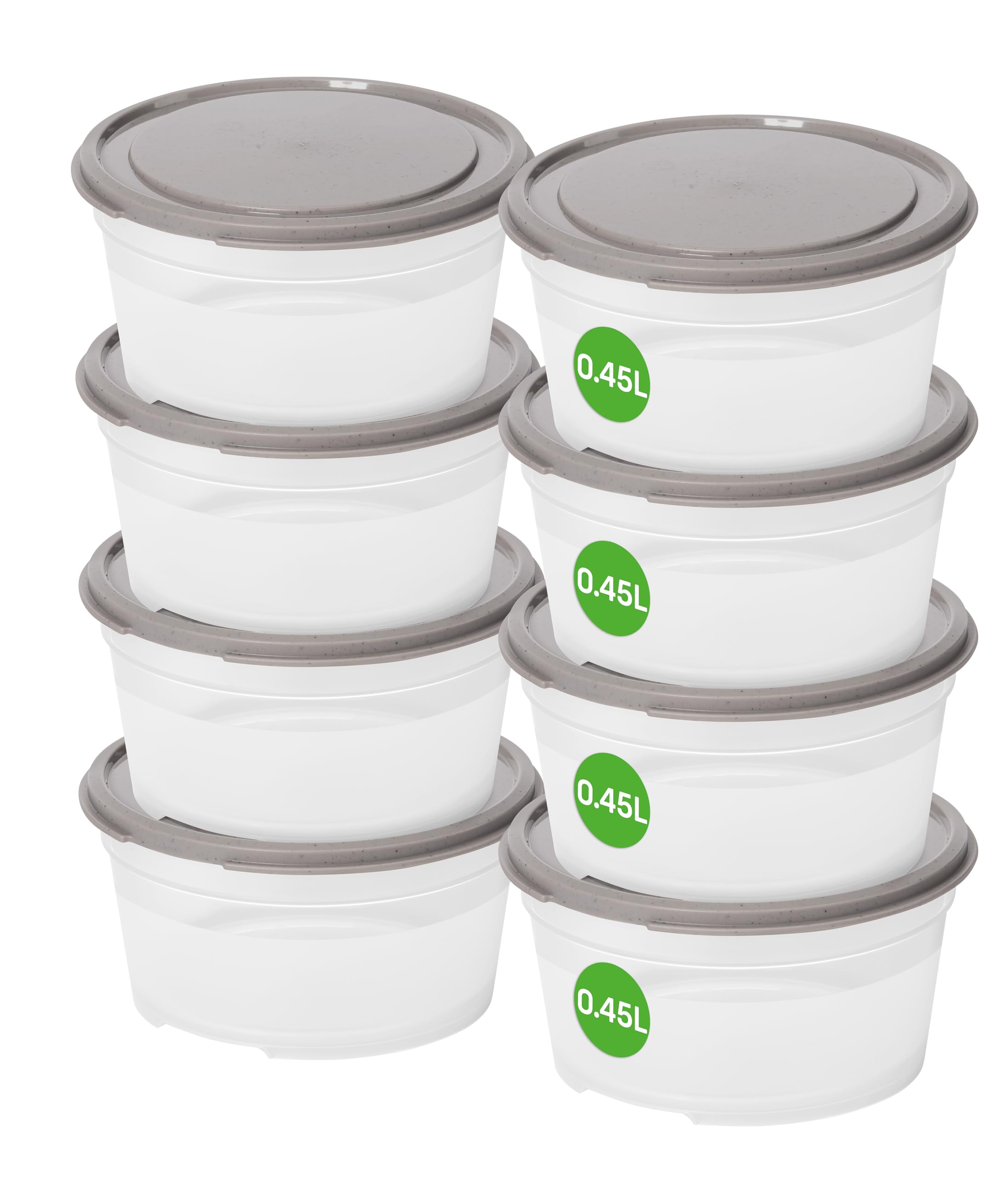 SmartStore Leakproof Food Storage Container 0,45L - Set of 8 | Dishwasher, Fridge, Microwave Safe | Lunch Box Meal Prep | Food Approved, BPA Free | Airtight, Stackable, Nestable | L12 x W12 x H6,5 cm