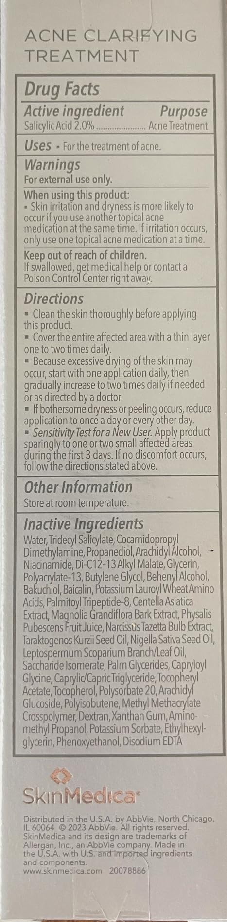 SkinMedica Acne Clarifying Treatment - Our Acne Treatment to Reduce Post-Acne Marks and Reinforce the Skin Barrier, 2 Fl Oz