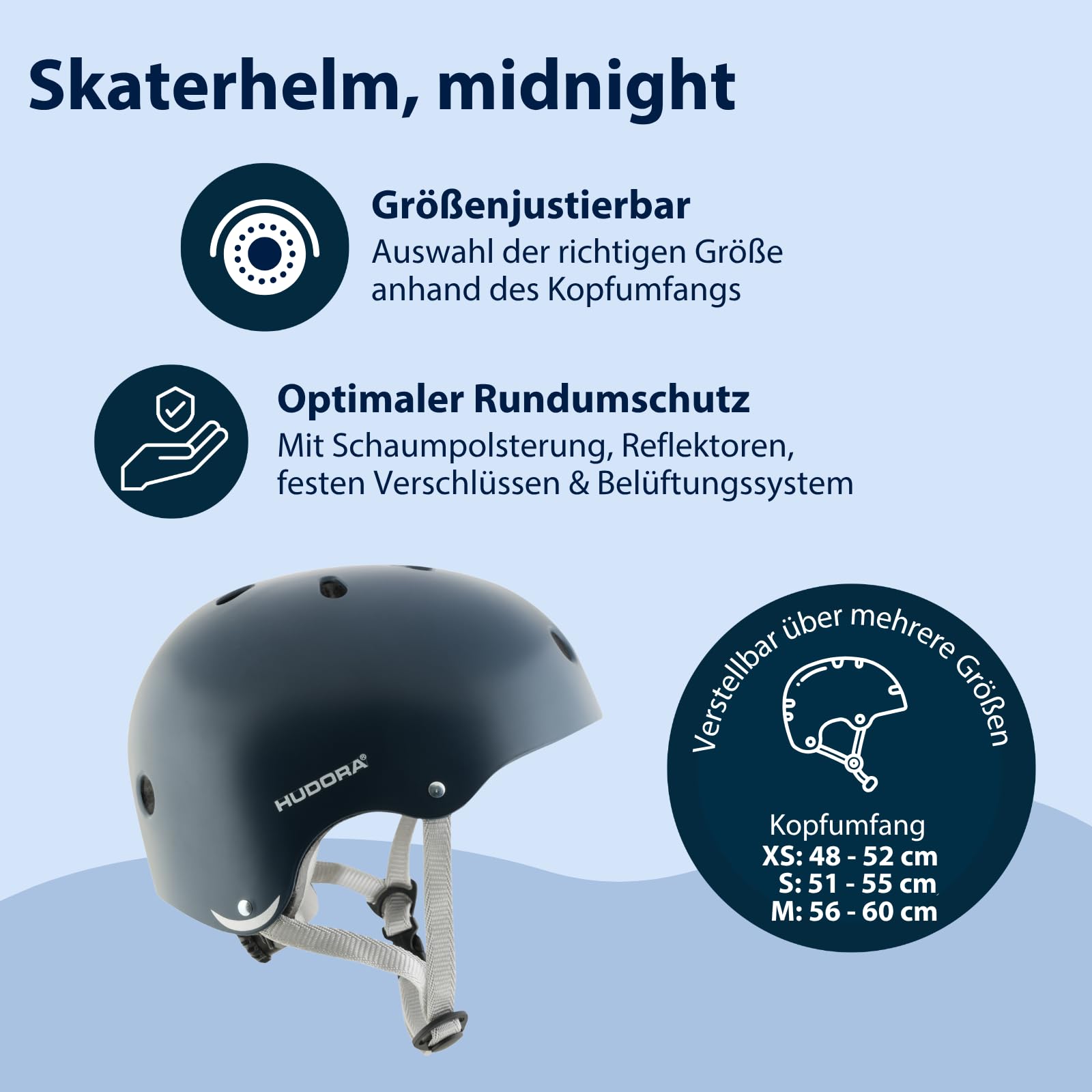 HUDORA Skaterhelm - Skateboard-Helm für Kinder, Jugendliche und Erwachsene - Hochwertiger Helm - zum Skaten, Skateboarden, Scooterfahren und Fahrradfahren