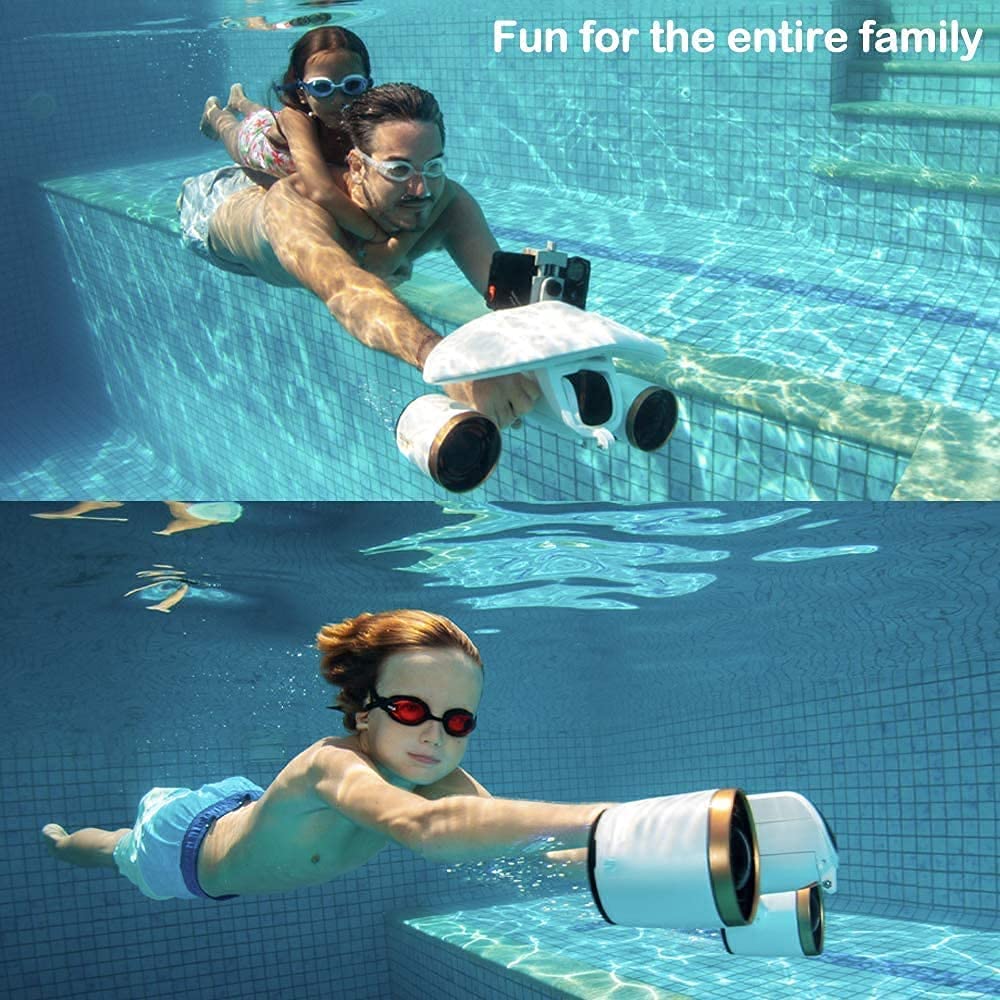 Scooter Subacqueo Booster Subacqueo Doppia Elica Propulsori Portatili per Immersioni Nuoto Snorkeling con Supporto per Fotocamera Sportiva