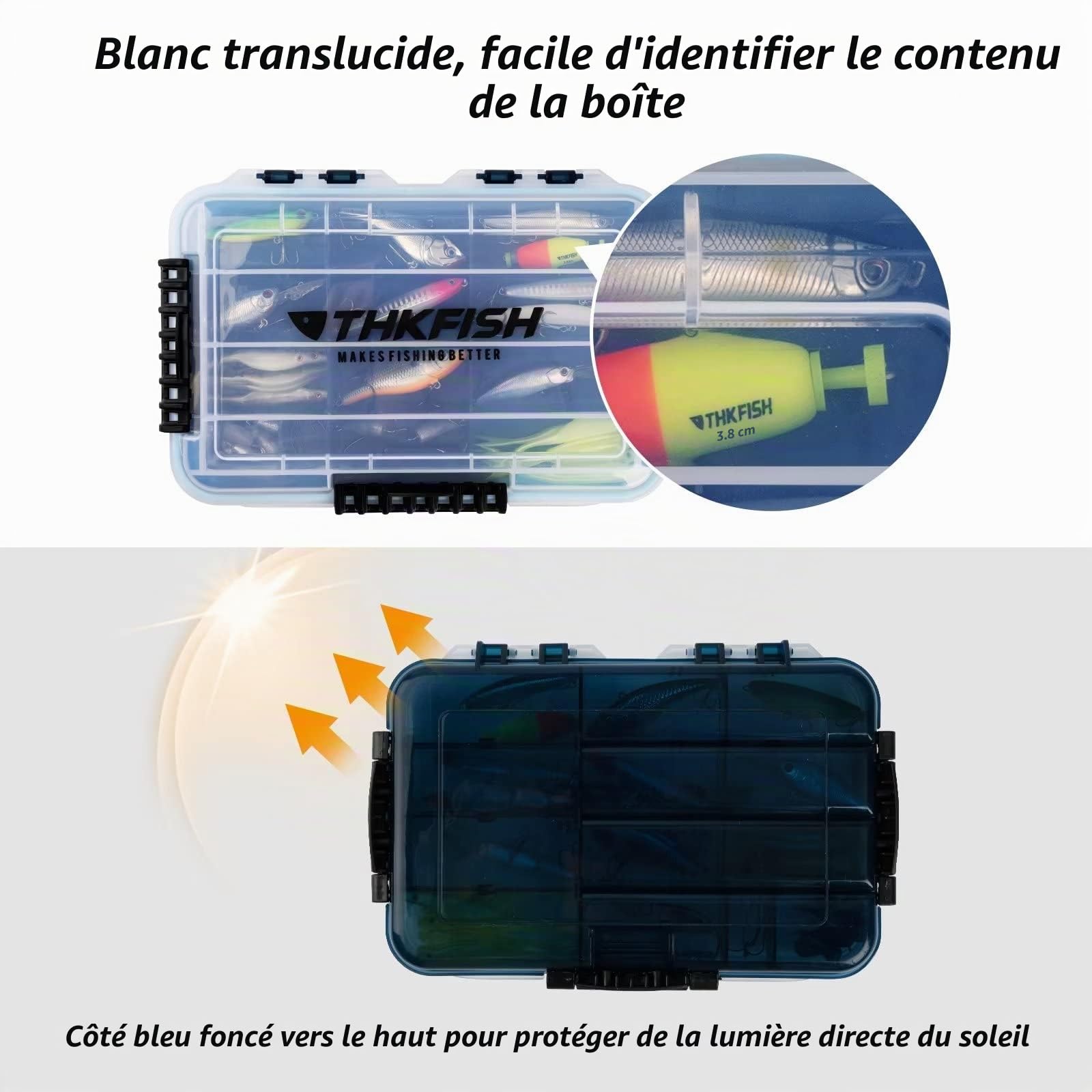 THKFISH Boîte d'Appâts de Pêche 3400/3500/3600/3700 - Valise étanche à Mouvement de Va-et-Vient