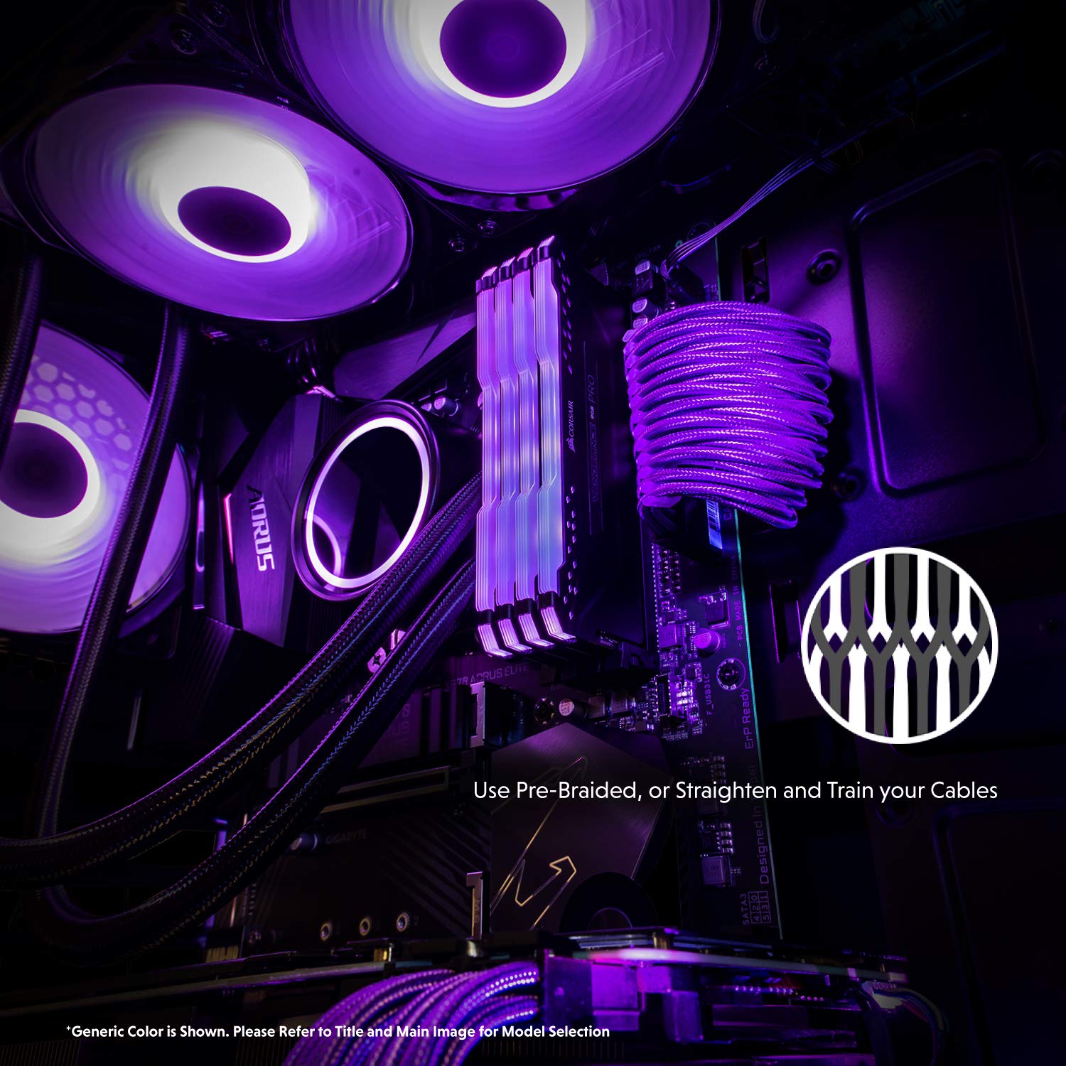 LINKUP - 30cm Super Soft and Flexible PSU Cable Extension Sleeved Custom Mod GPU PC Braided w/Comb Kit?1 x 24 P (20+4)?2 x 8 P (4+4) CPU?2 x 8 P (6+2) GPU Set?300mm - BlackRed