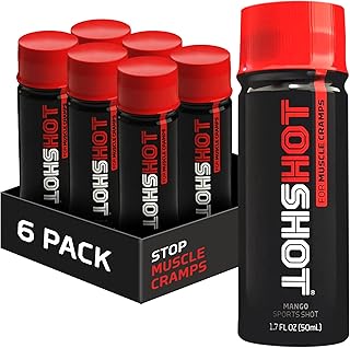 HOTSHOT 1.7 Fl Oz Pack of 6 - Spicy Mango Muscle Cramp Relief Drink - Natural Spice Extract Sports Shot for Muscle Cramps and Muscle Spasms - Fast Acting Cramp Relief Formula for Athletes