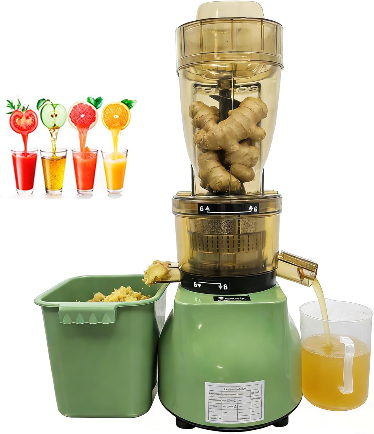 Extractor de Jugos Comercial 500W Alto Rendimiento 110V para Frutas y Verduras