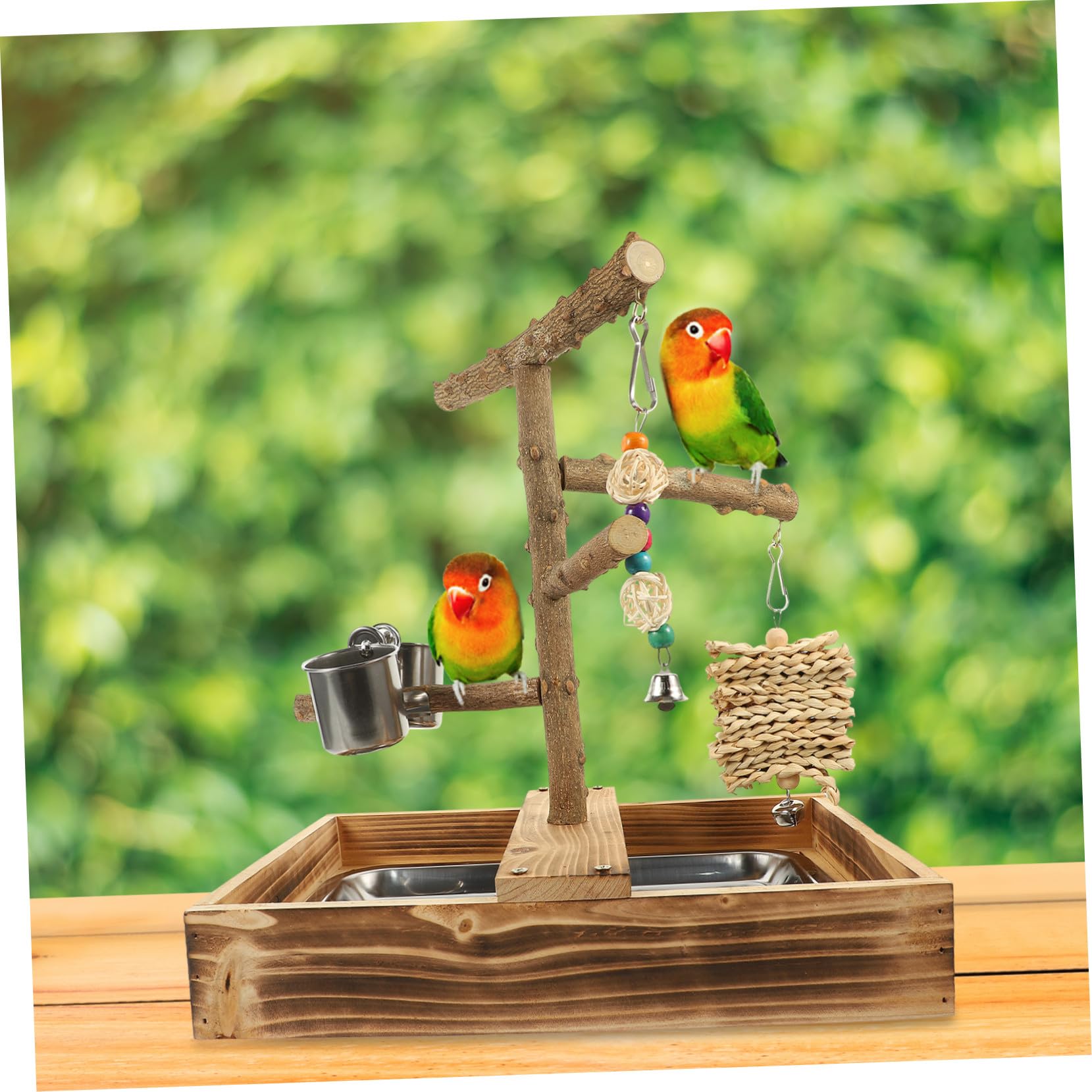 BESTonZON de Entrenamiento Madera para Pájaros Juguete Interactivo para Loros Accesorio para Jaula de Periquitos Soporte de Escritorio Resistente para Cacatúas