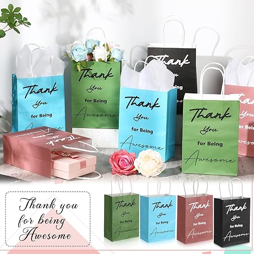 Miniatura 4 de Sweetude 48 bolsas de regalo de agradecimiento con asas, bolsas de papel de regalo de agradecimiento a los empleados, bolsas de papel de