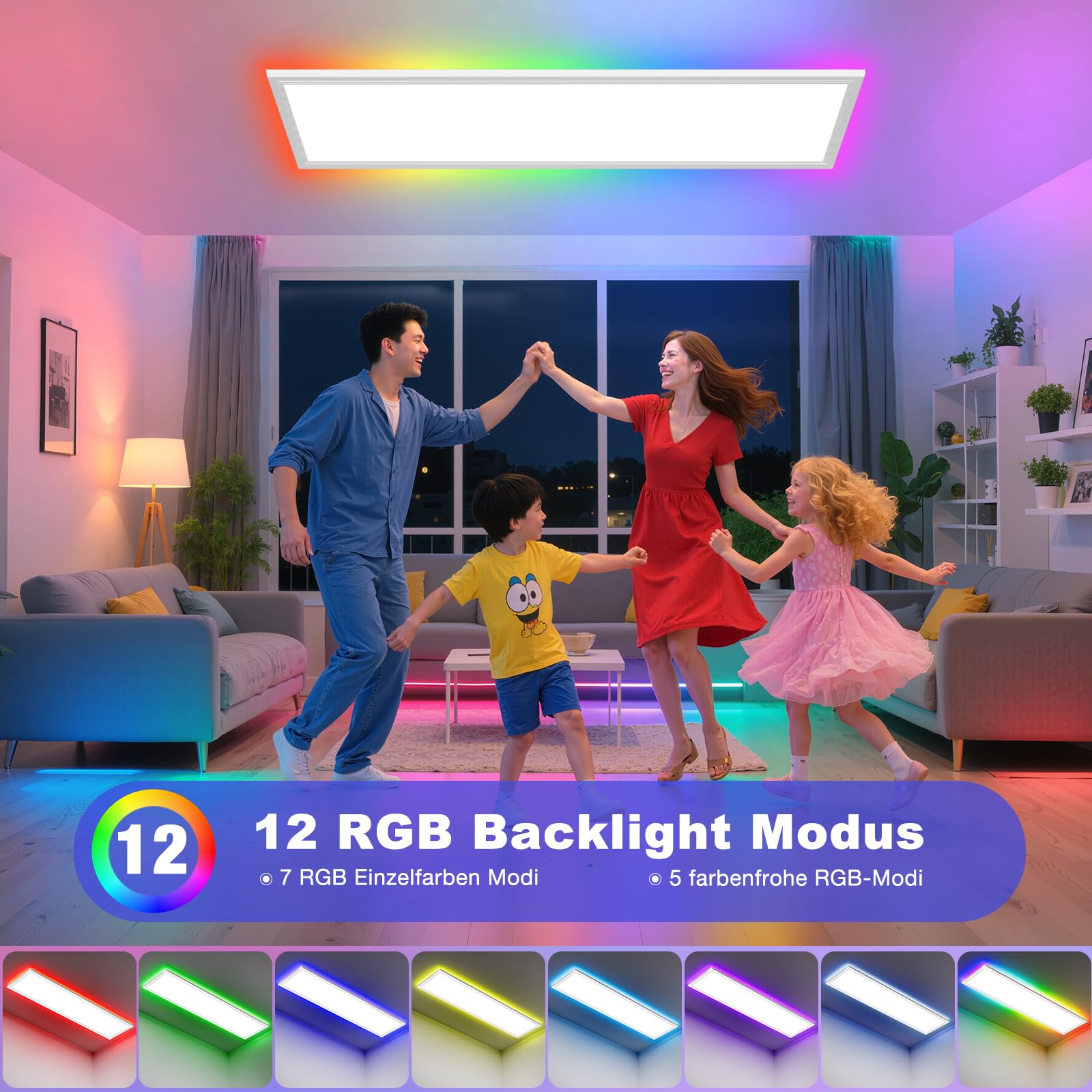 Deckenlampe Led Deckenleuchte Dimmbar Flach - 100x25CM RGB Backlight LED Panel Lampe Decke mit Fernbedienung Timer 3000K-6500K 30W 2543LM für Wohnzimmer Badezimmer küche Schlafzimmer Tageslichtlampe