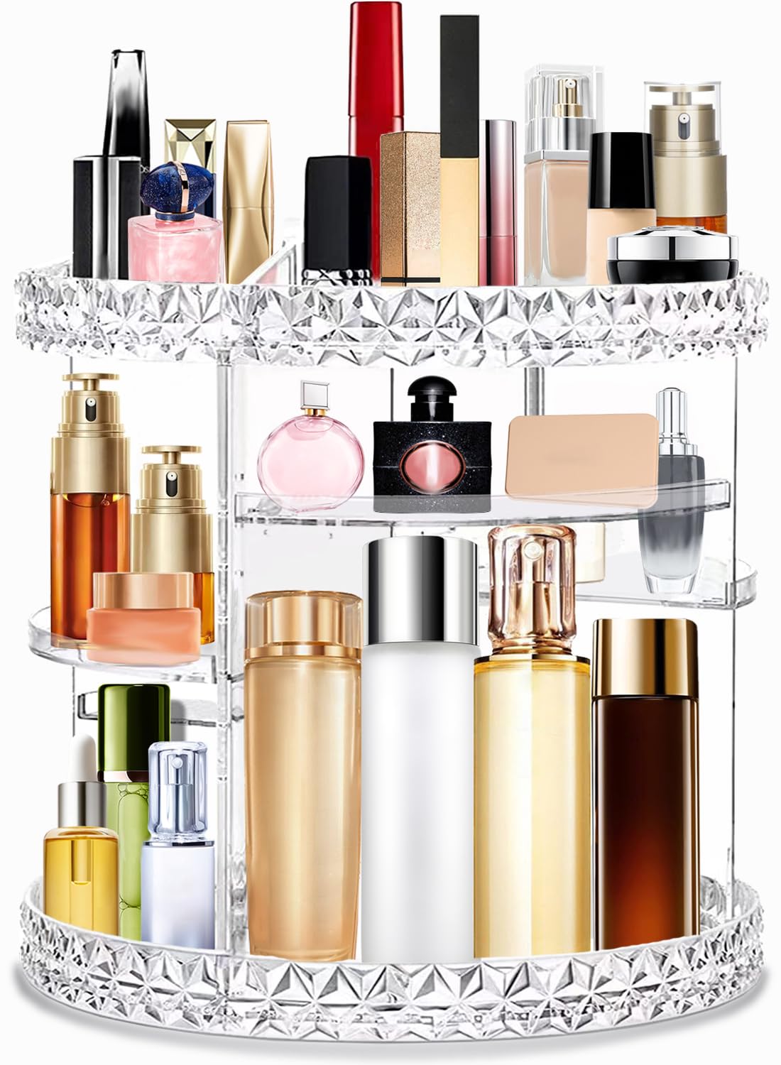 Kingtaily Skin Care Organizer 360 Rotating and 6 Adjustable Layers, Large Capacity Holder Stand Storage Rack Clear Plastic for Makeup Cosmetics Lipstick Lotion Perfume