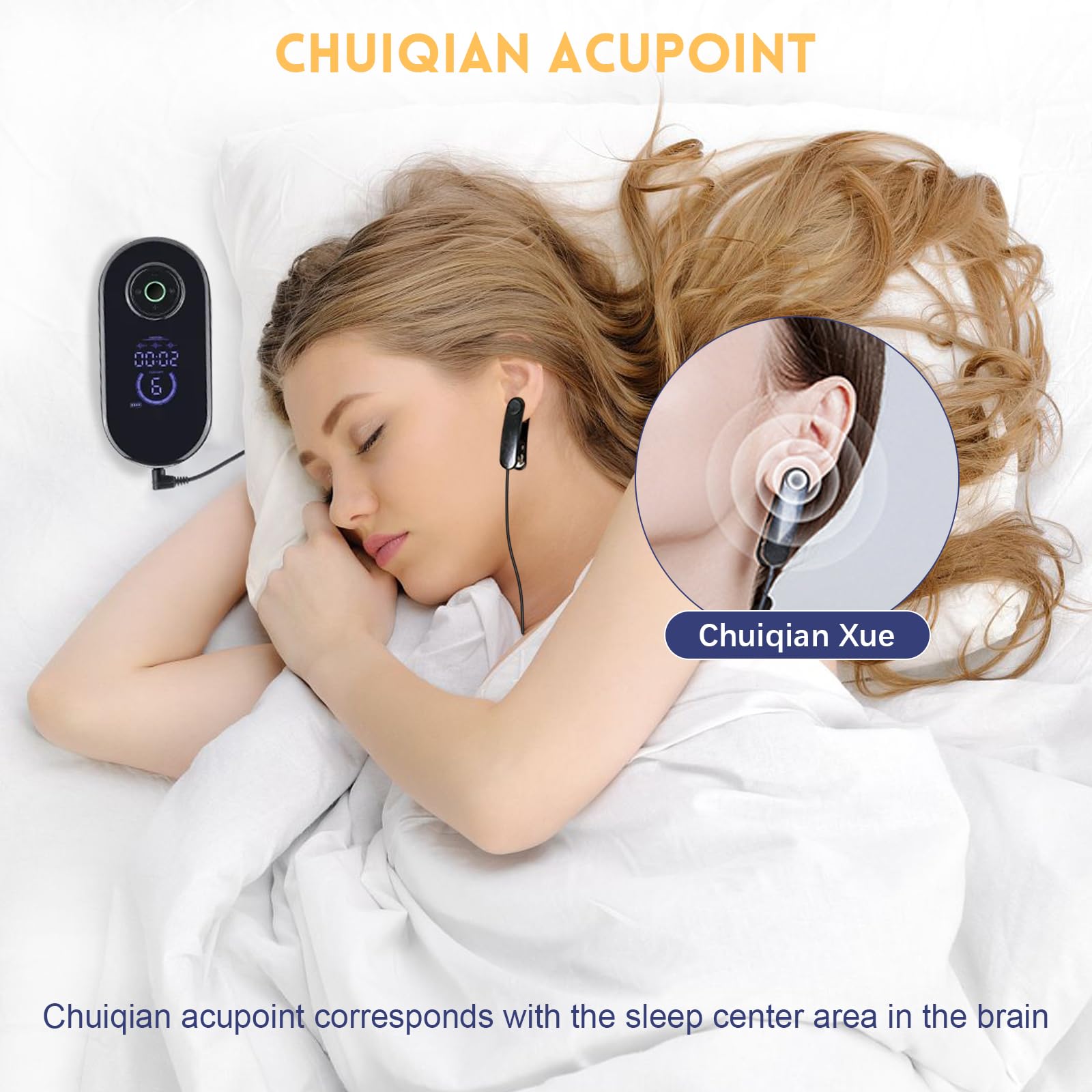 LIROPAU Dispositivo para Ayudar a Dormir, Dispositivo para Ayudar a Dormir para Insomnio, Ayudas para Dormir Portátiles para Adultos con Ansiedad, Migraña y Mareo, Mejora el Sueño Profundo, Carga USB
