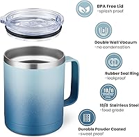 Vista 71 de MEWAY 12oz Coffee Mug With Handle 8 Pack Bulk,Stainless Steel Insulated Travel Tumblers With Sliding Lid,Double Wall Vacuum Camping Cup for Hot &