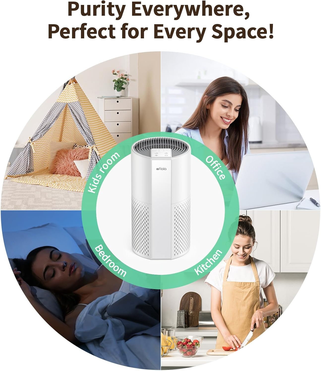 Afloia Air Purifier for Home, 4-in-1 Washable Filter for Allergies, Covers Up to 1076 ft², Quiet Operation, Auto Shut-Off & Night Light, Removes Pet Dander, Pollen, Dust, Mold, and...