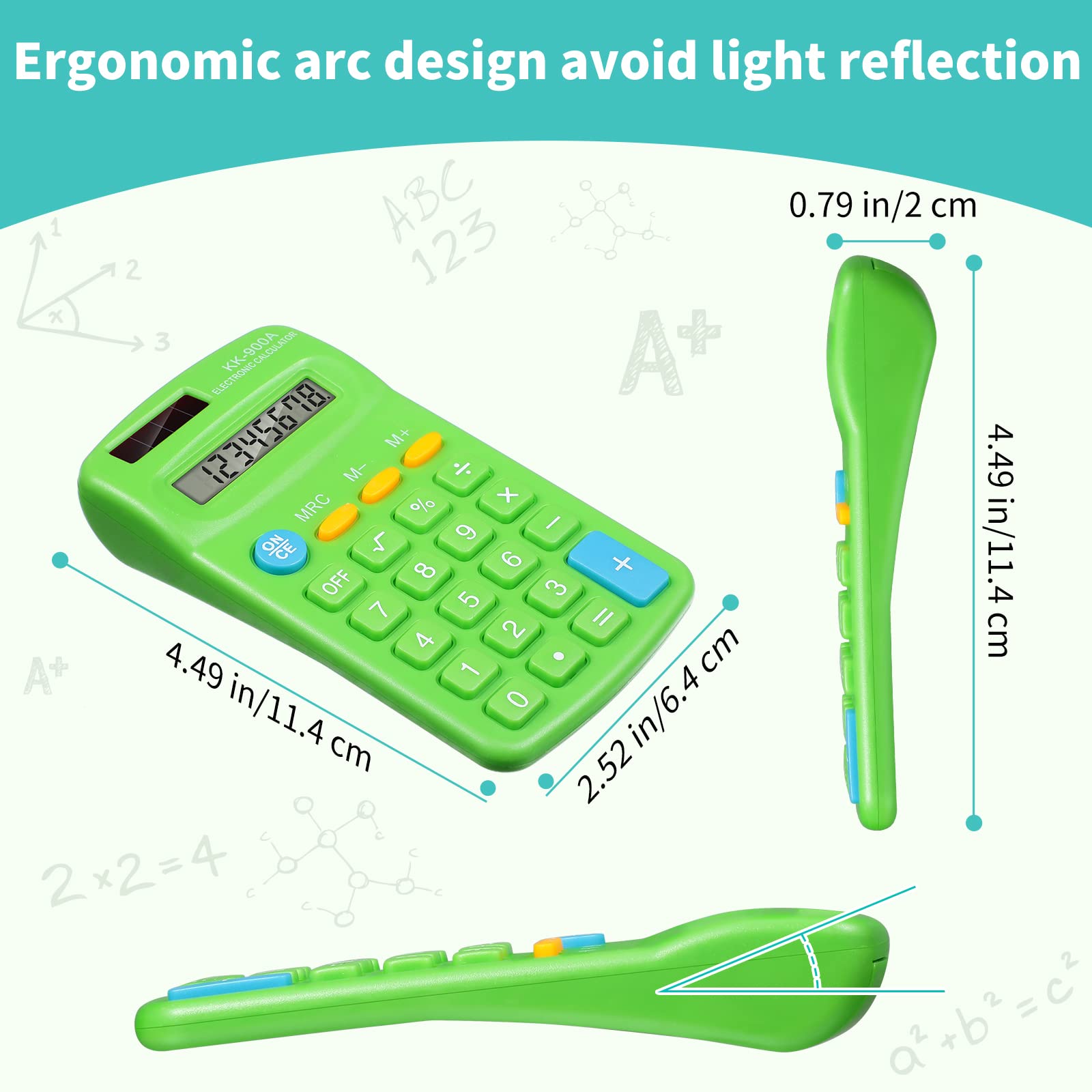 Flutesan Lot de 30 petites calculatrices poche à énergie solaire en vrac - Taille mini 4 fonctions Calculatrice base pour étudiants, enfants, école, maison, bureau, 6 couleurs Jaune,Rouge,Vert