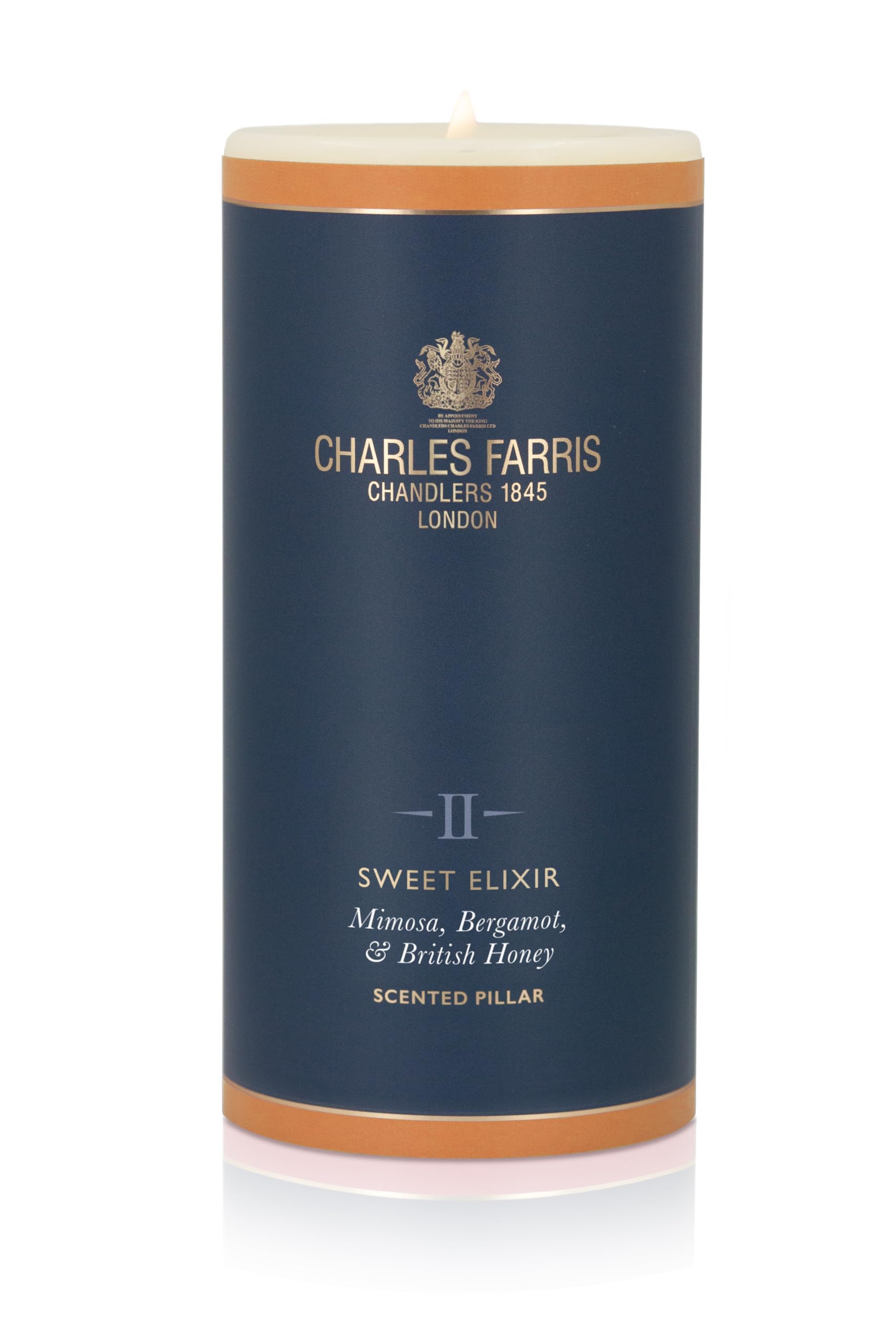 Charles Farris Sweet Elixir Luxury Scented Pillar Candles - 75+ Hours Burn Time (Mimosa, Bergamot & British Honey)