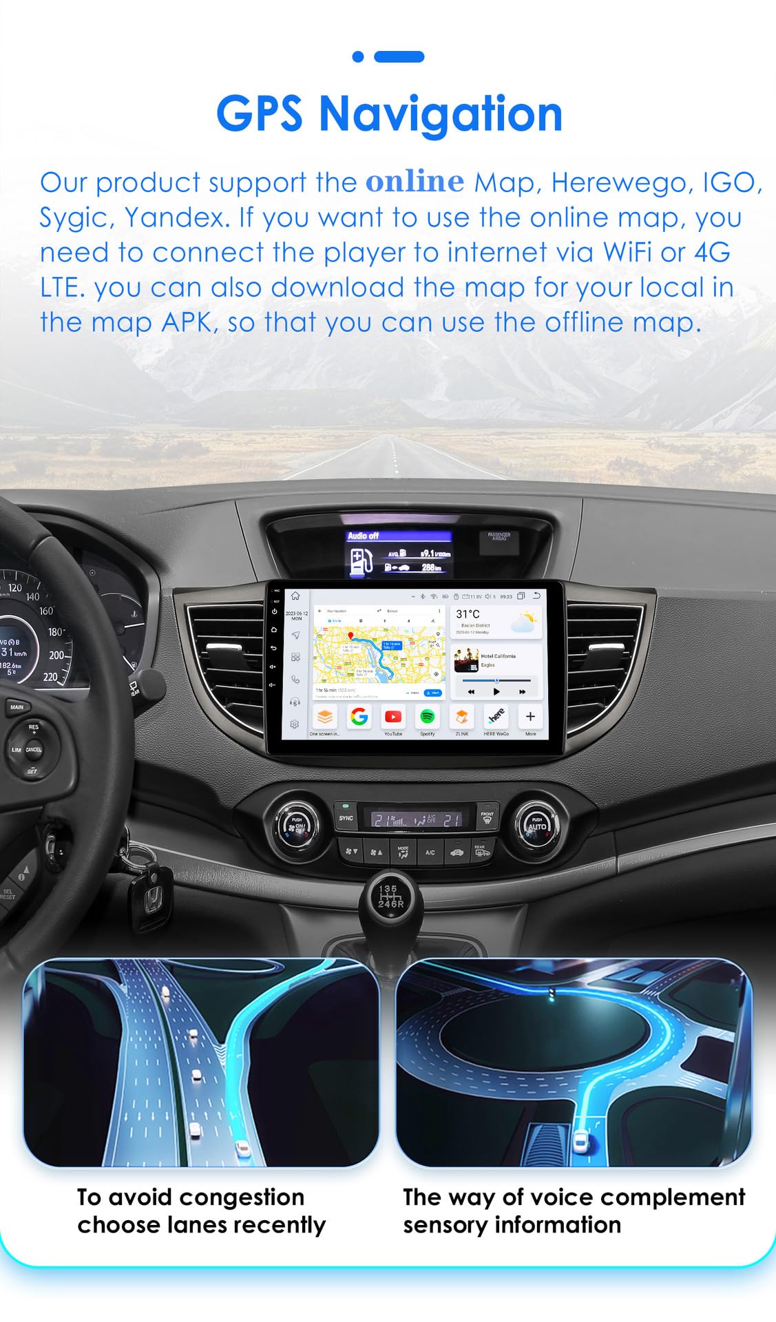10,1"radio samochodowe stereo dla Honda CRV CR-V 2012-2016 CarPlay