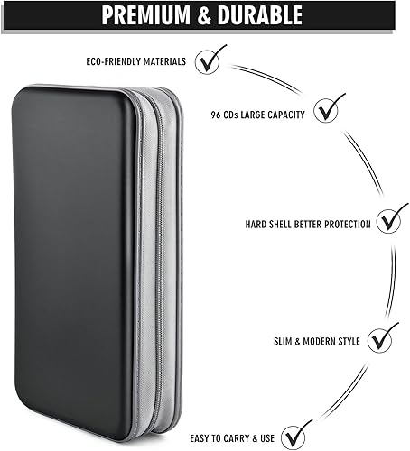 Miniatura 3 de Bivisen - Funda para DVD, carpeta de 96 unidades para CDDVD, organizador de carpetas para coche, hogar, viajes (negro)