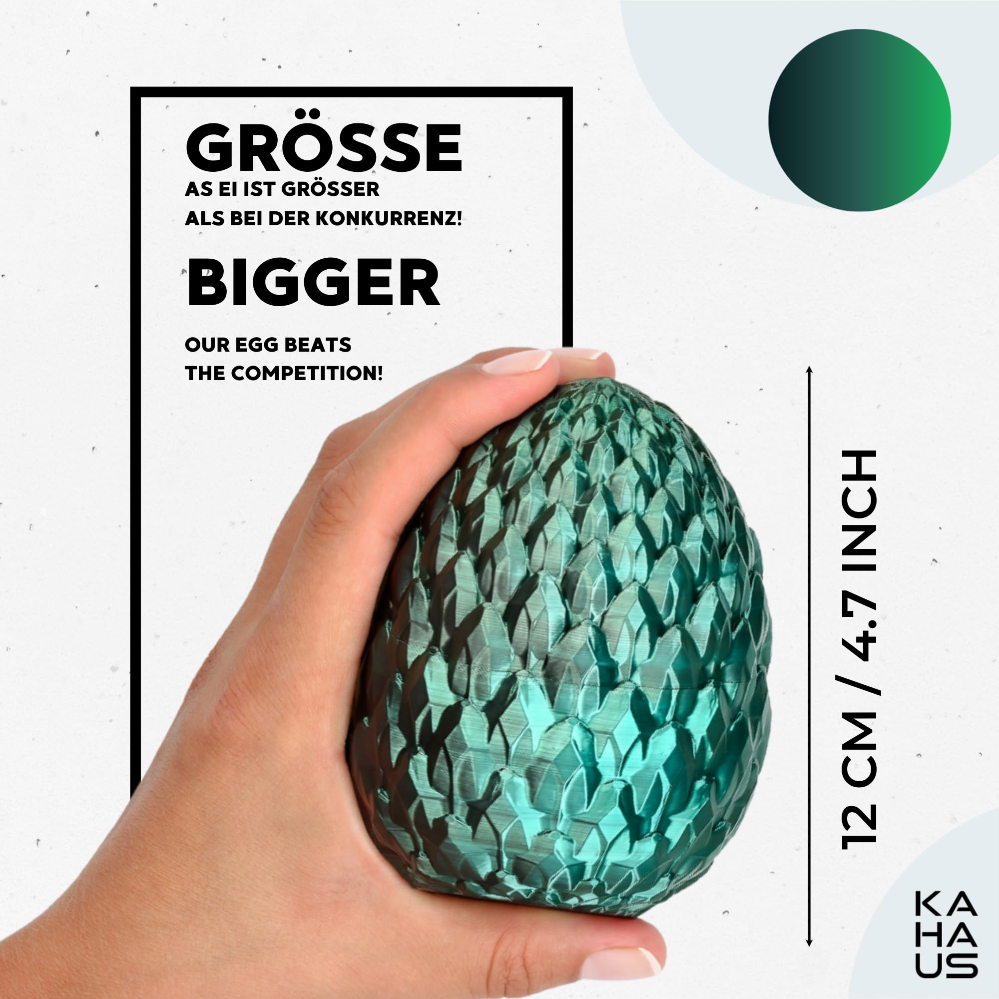 3D Decorative Dragon Sculpture in Egg - 36 cm, Black-Green Collectible Object with 12 cm Egg, Fantasy Home Décor (14+) - Image 4