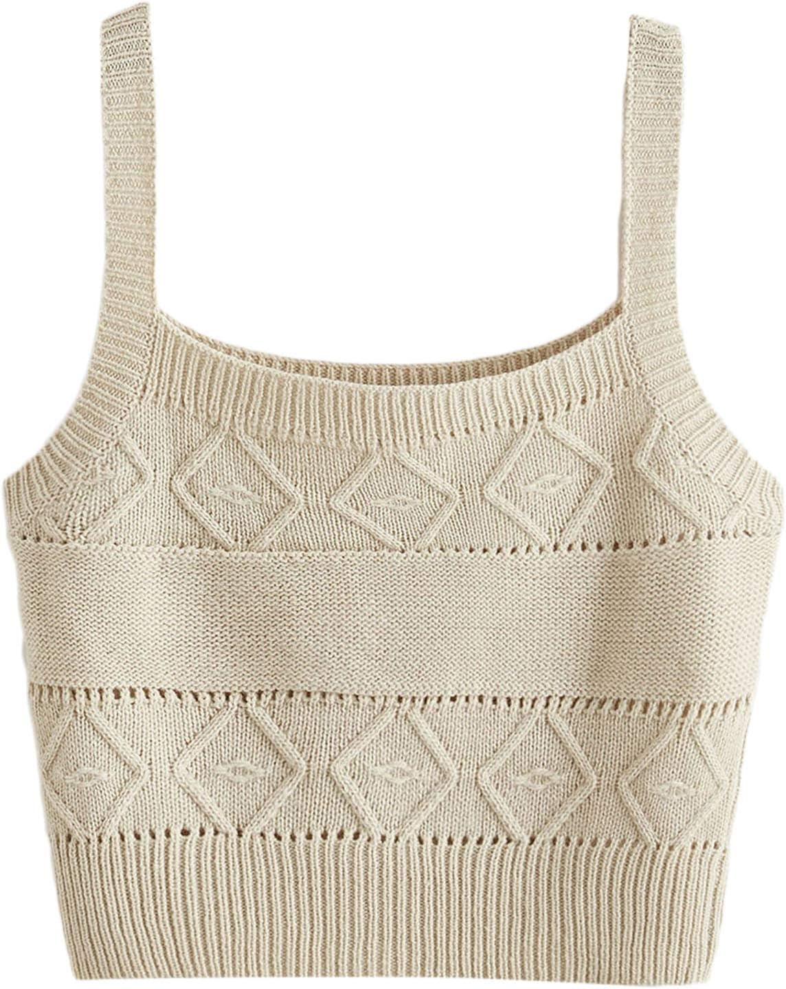 SweatyRocksWomen's Sleeveless Solid Knit Straps Crop Tank Tops