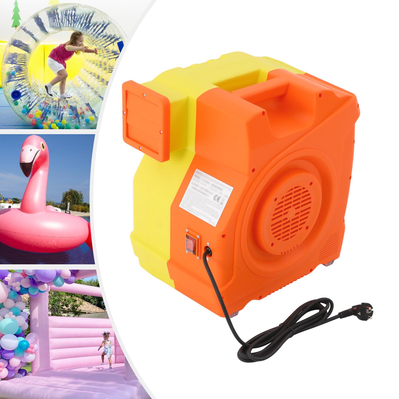 2HP (1600 W) dmuchawa powietrza, 220-240 V, elektryczna dmuchawa z przepływem powietrza 1080 m³/h, 3300 obr./min, ciśnienie 2900 Pa i IP24, wentylator dmuchawy z polipropylenu i metalu do