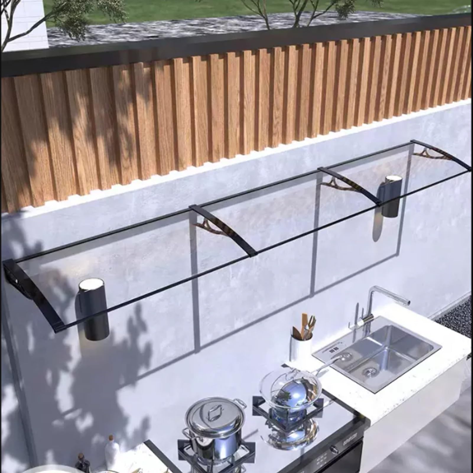 Auvent extérieur transparent idéal pour garder votre pas de porte au sec