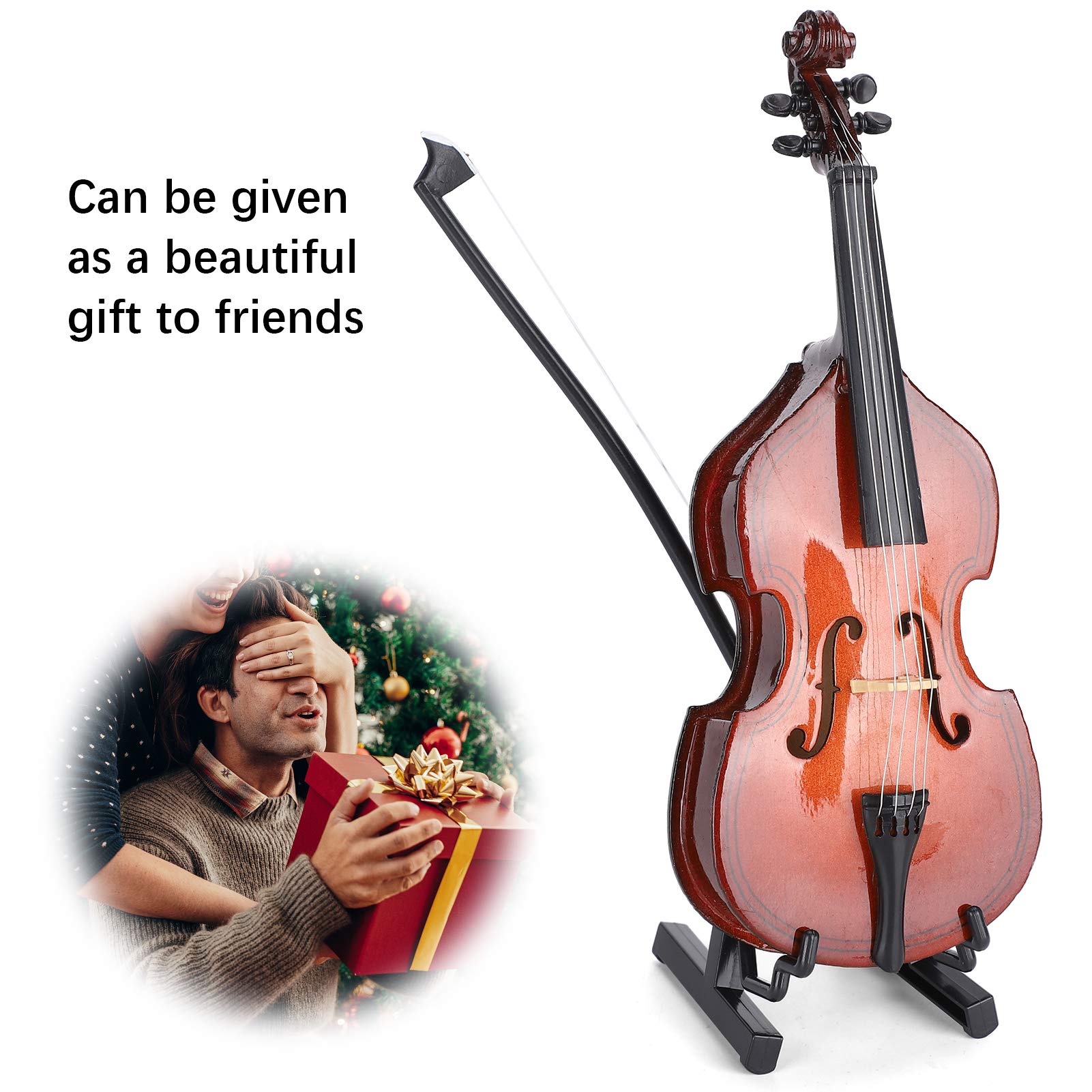 Modèle Miniature De Guitare Basse En Bois - Avec Support Et étui - Réplique Décorative Pour Bureau, étagère - Cadeau Pour Musiciens
