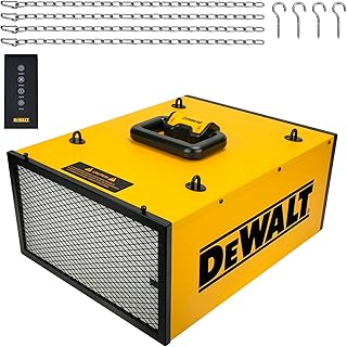 DeWALT DWXAF101 Air Filtration System, 3-Speed Hanging Ceiling Dust Collectors for Woodworking, Remote Controlled Dust Collection Systems, 2 Stage Filtration, for Shop Garage