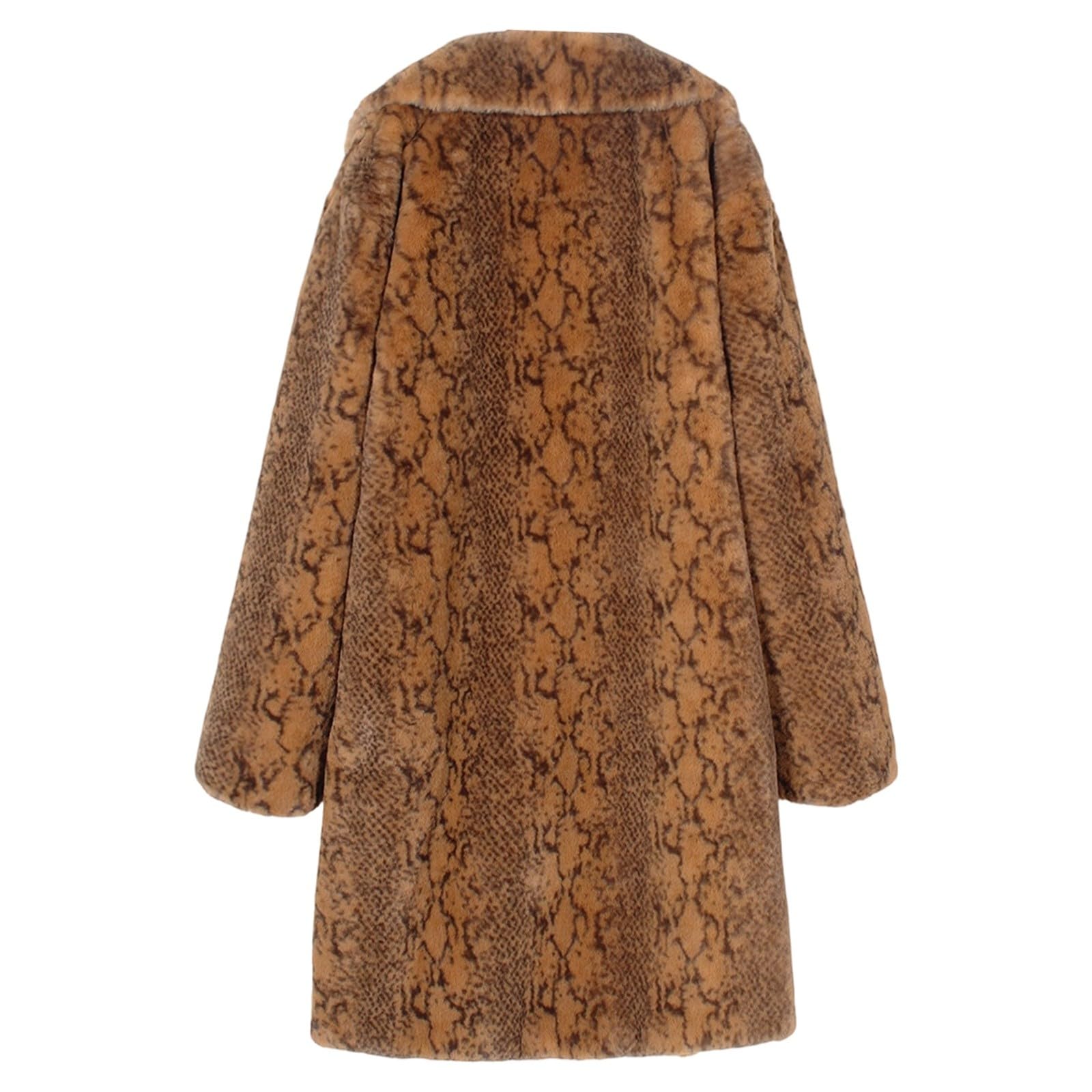 Generisch Giacca invernale da donna, cappotto caldo, lungo, elegante, trench risvolti, spesso cappotto invernale, soffice giacca termica in pile, giacca di peluche aperta, per le mezze stagioni