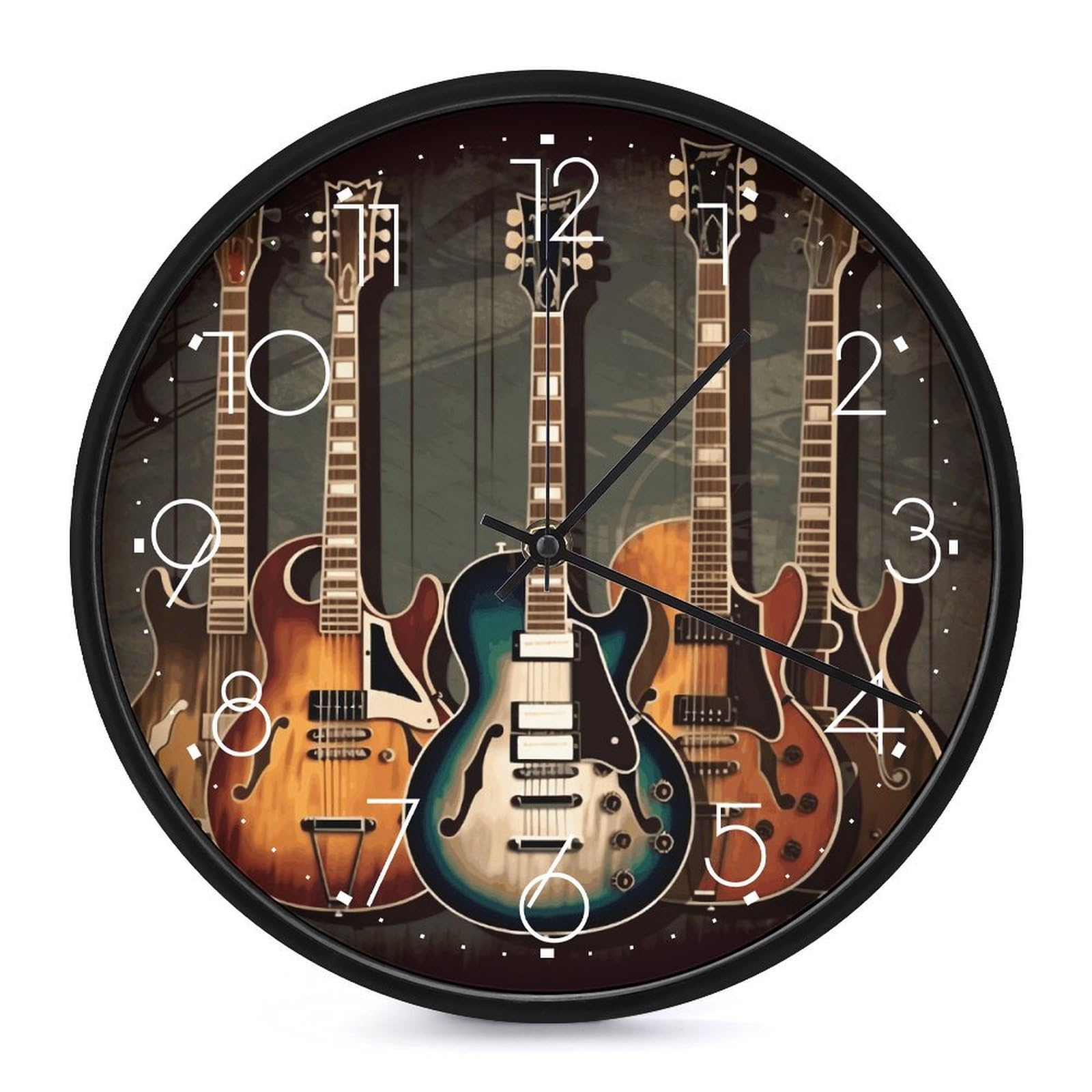 DWVTSLH Guitars Art Wall Clock 10 Inch Silent Non-Ticking Modern Clocks Battery Operated - Decorative Wall Clocks for Bedroom Living Room Kitchen Office Wall Decor Gift Idea