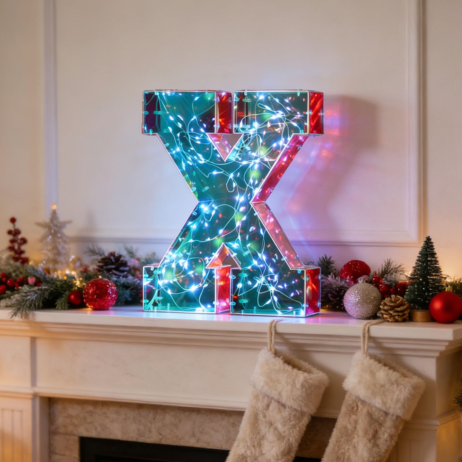 LED Light Up Marquee Letters, Battery Powered Decorative LED Letter Lights, Alphabet Light Up Letters for Wedding Birthday Party, Bar Decoration Xmas Tree Christmas Holiday Winter Decor (5V Letter X) — image 1