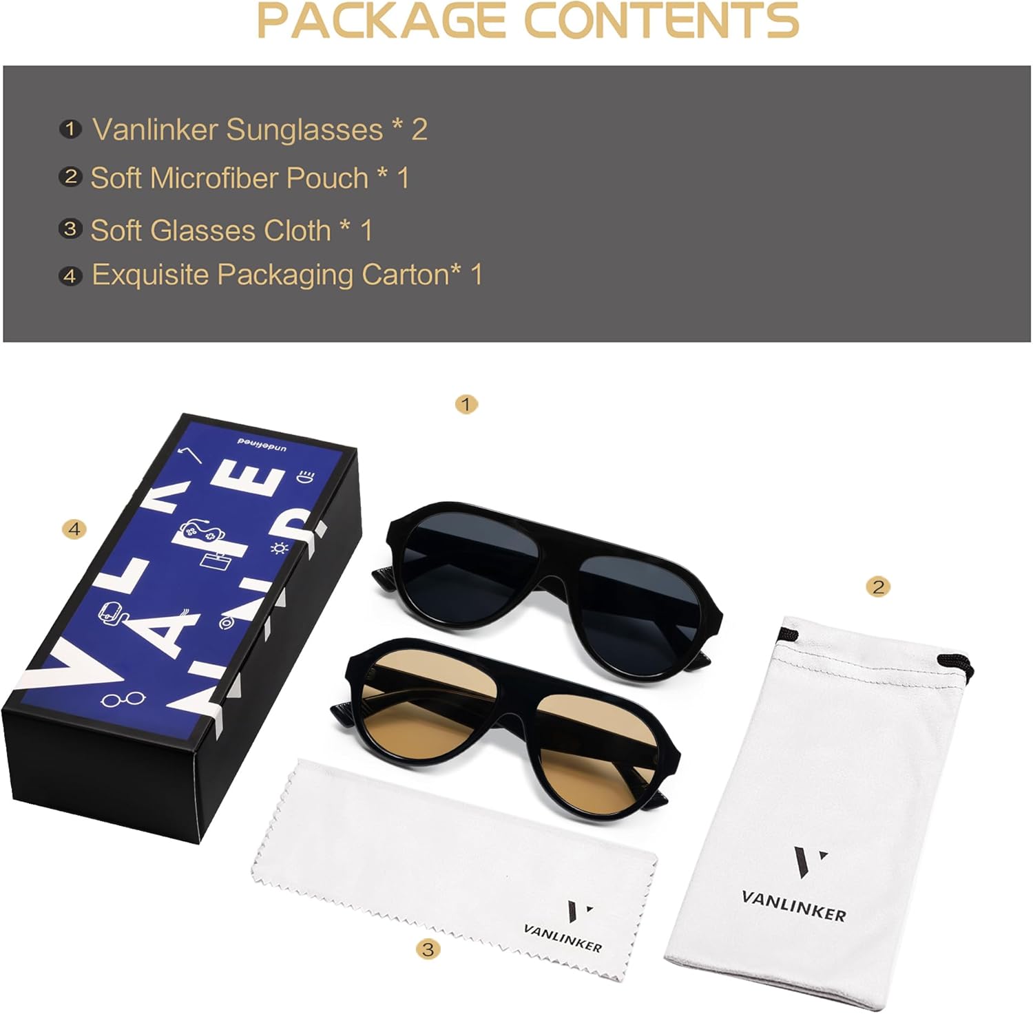 VANLINKER Retro Aviator Polarized Sunglasses for Men Women Trendy 70s Vintage Plastic Frame Sun Glasses VL9750 - Image 5