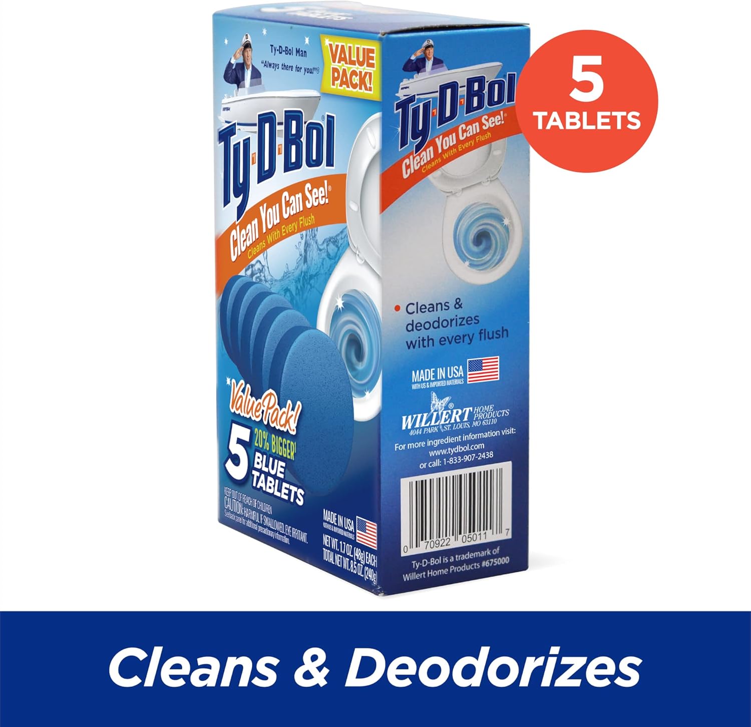 Blue Tablets Value, Cleans and Deodorizer Toilets for a Fresh