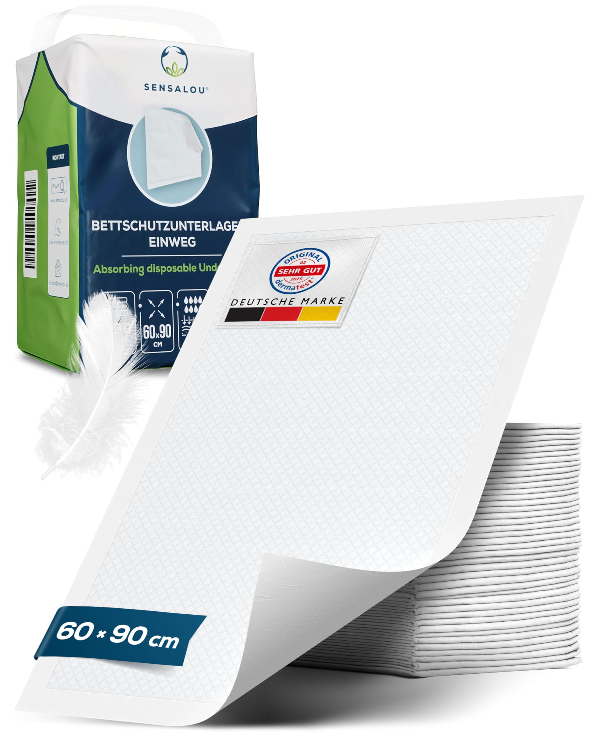 Sensalou Einweg Bettunterlagen 60x90 cm – 25 Stück