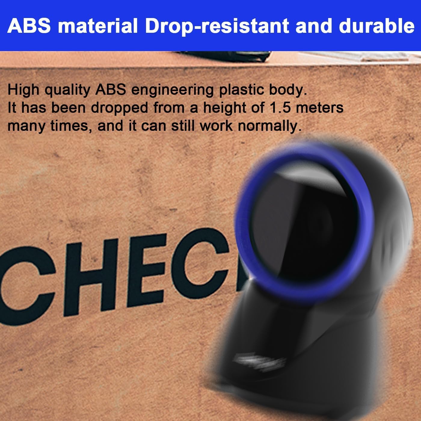 LENVII D8800 scanner made of ABS material, highlighting its drop-resistant and durable qualities