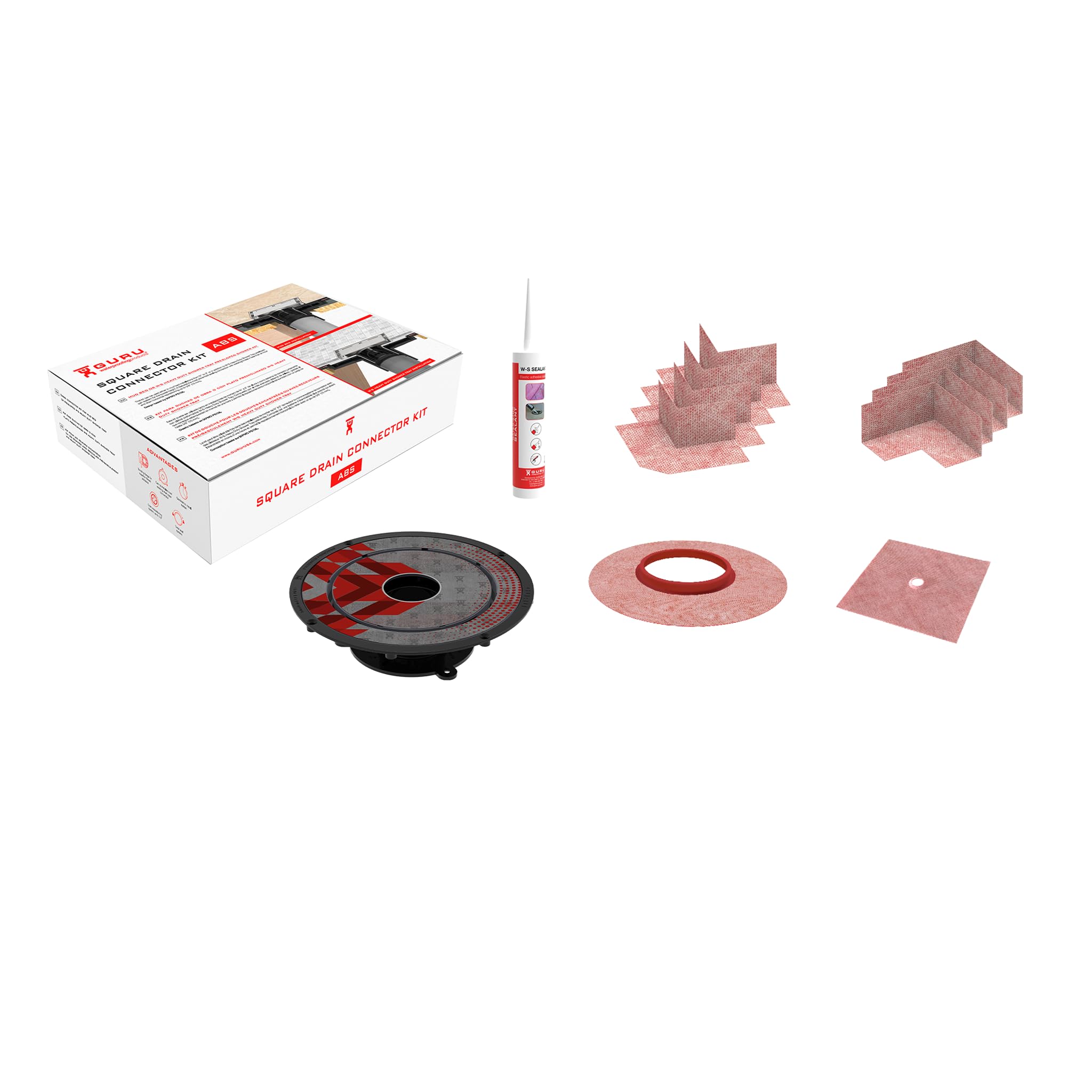 Guru USA Square Drain Connector Kit for ABS Drains