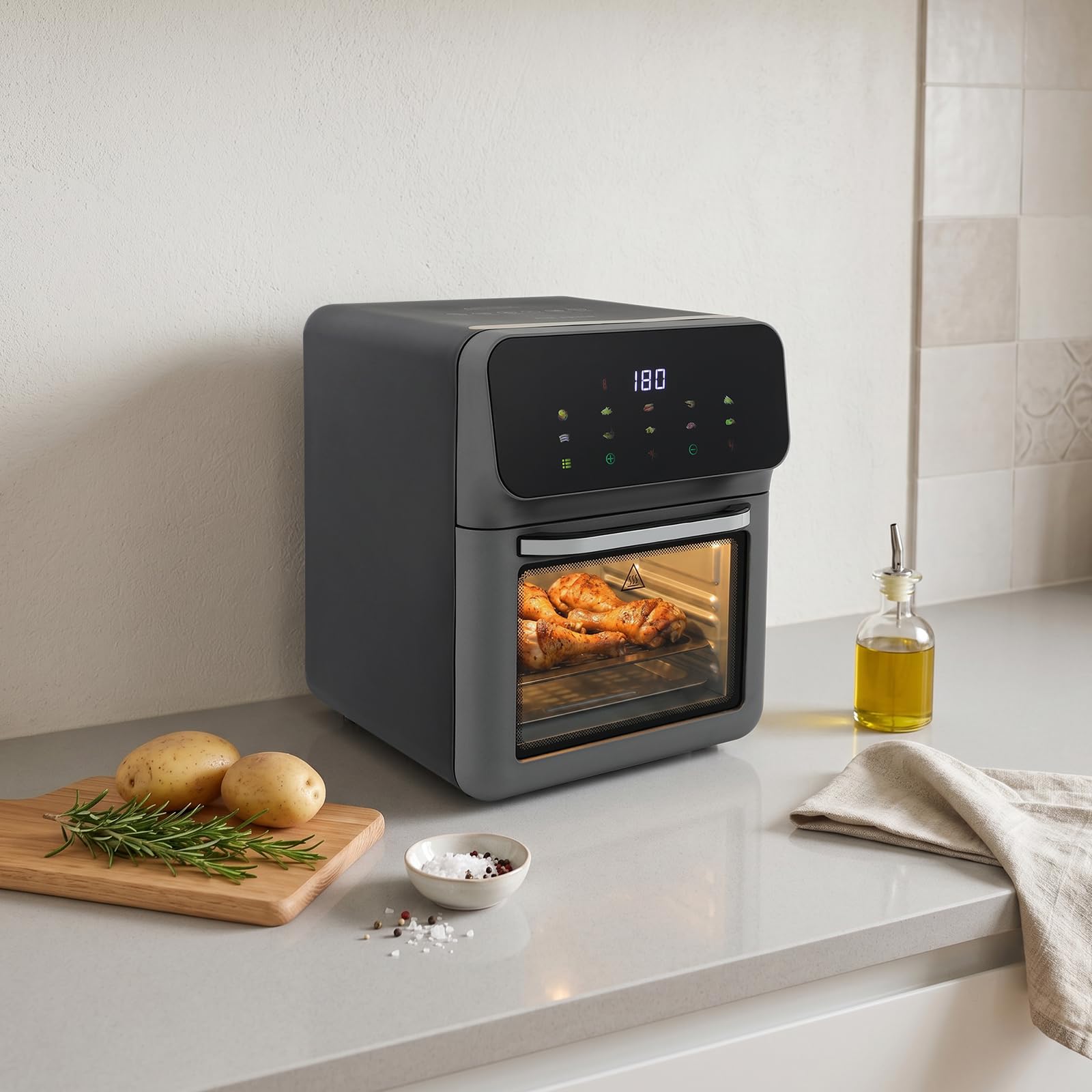 Friggitrice ad aria,air fryer 10L,senza olio con finestra,touchscreen LED