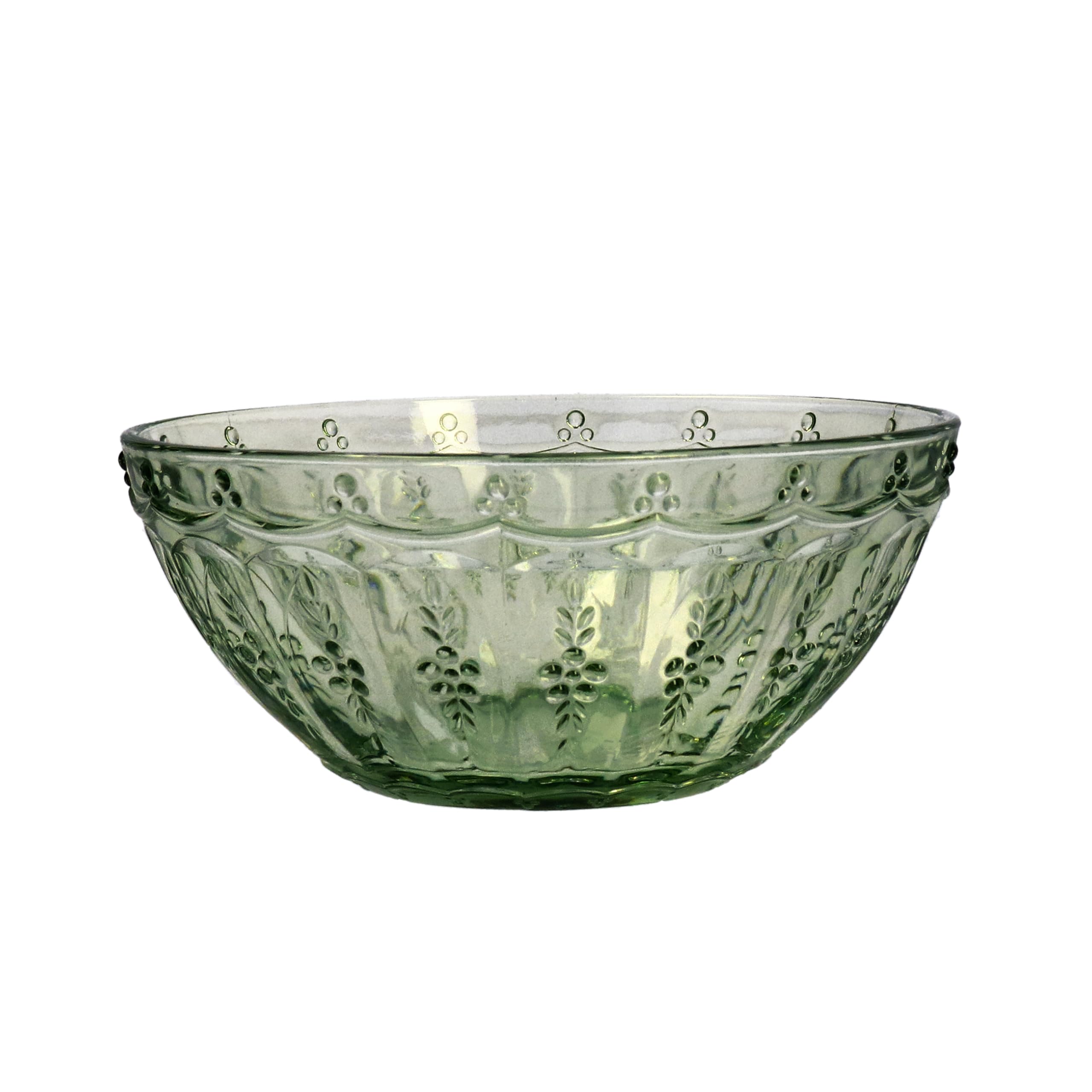 Gisela Graham Green Pressed Glass Bowl, Vintage Style, 15cm, 570ml