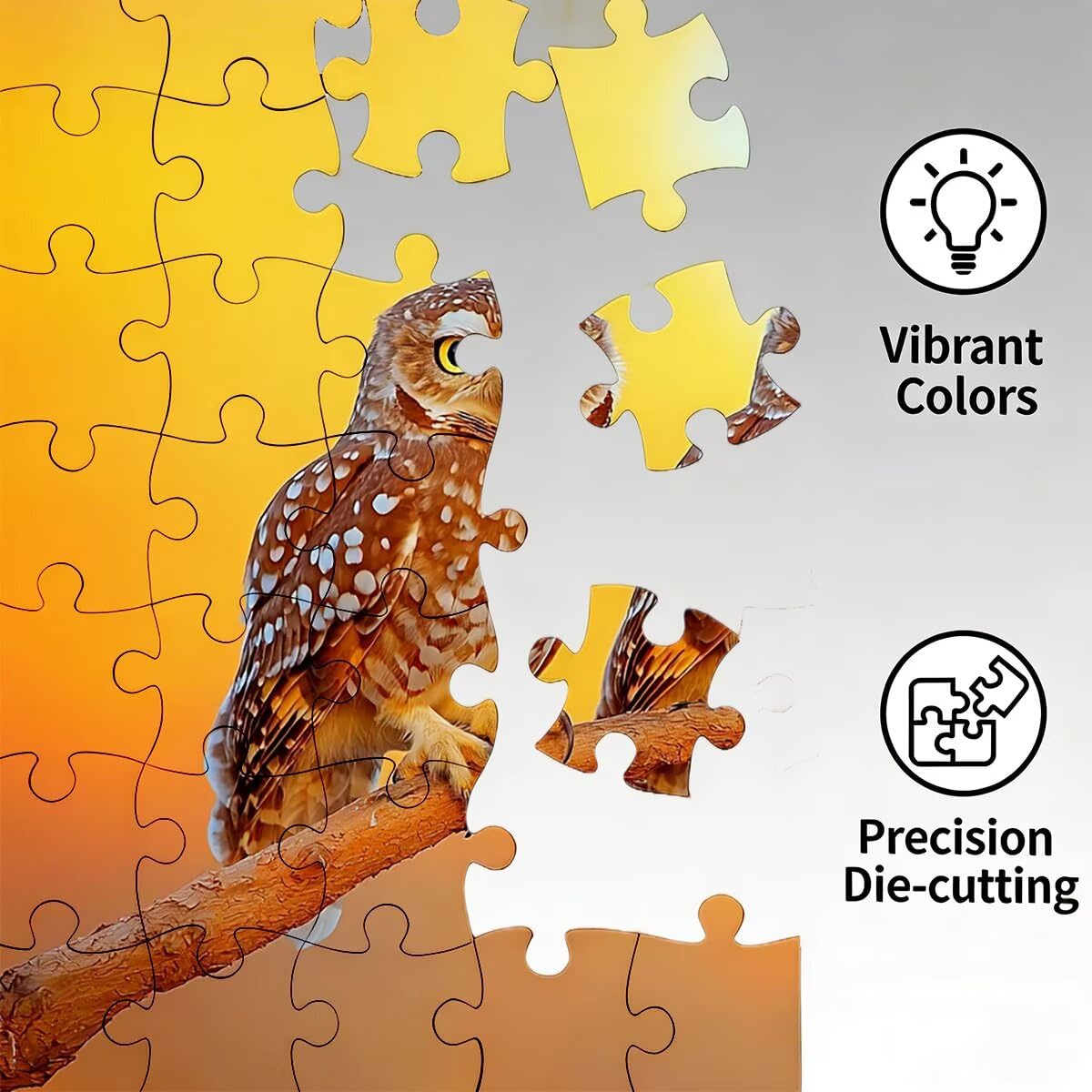 Puzzle dla dorosłych 5000, układanka sowa 5000 elementów dla dorosłych, niemożliwa łamigłówka, wymagająca gra dla całości, drewniane puzzle na prezenty dla kobiet, prezenty dla mężczyzn Motyw: zachód