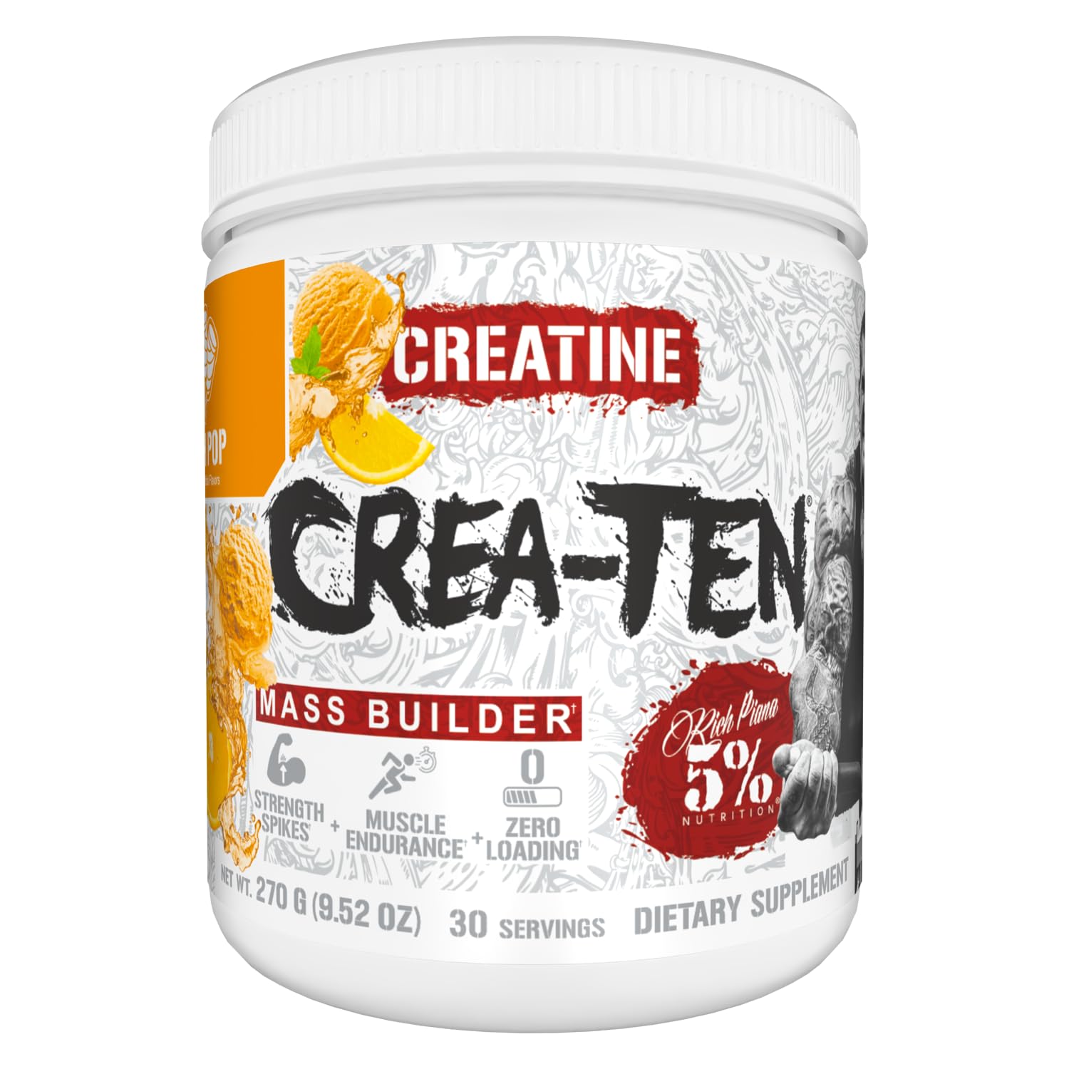 5% Nutrition CreaTEN Creatine Complex + Accelerators | Flavored Creatine Powder for Muscle Gain | Max Power, Strength, Endurance, & Recovery (Push Pop)