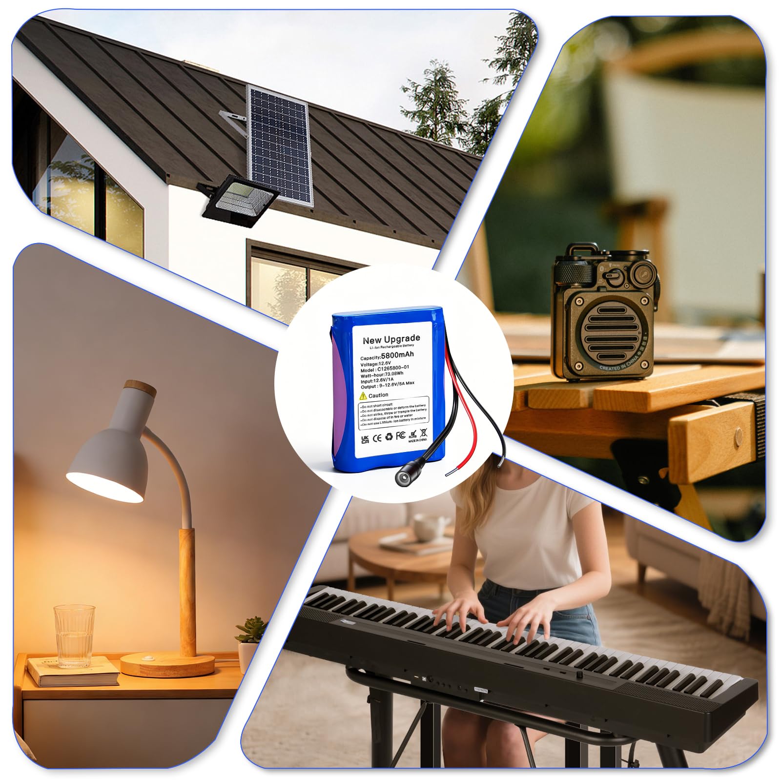 12.6V 5800mAh Lithium-ionen akku mit ladegerät & 2 Verbindungslinie für Solar Panel, Radio, Kameras, Camcorder, Elektronische Orgel, DIY Leselampe, Teleskopen, Sonar, Signalwerkzeug