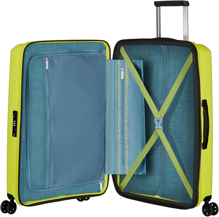 American Tourister Aerostep - Spinner M, Expandable Case, 67 cm, 66.5/72.5 L, Green (Light Lime)