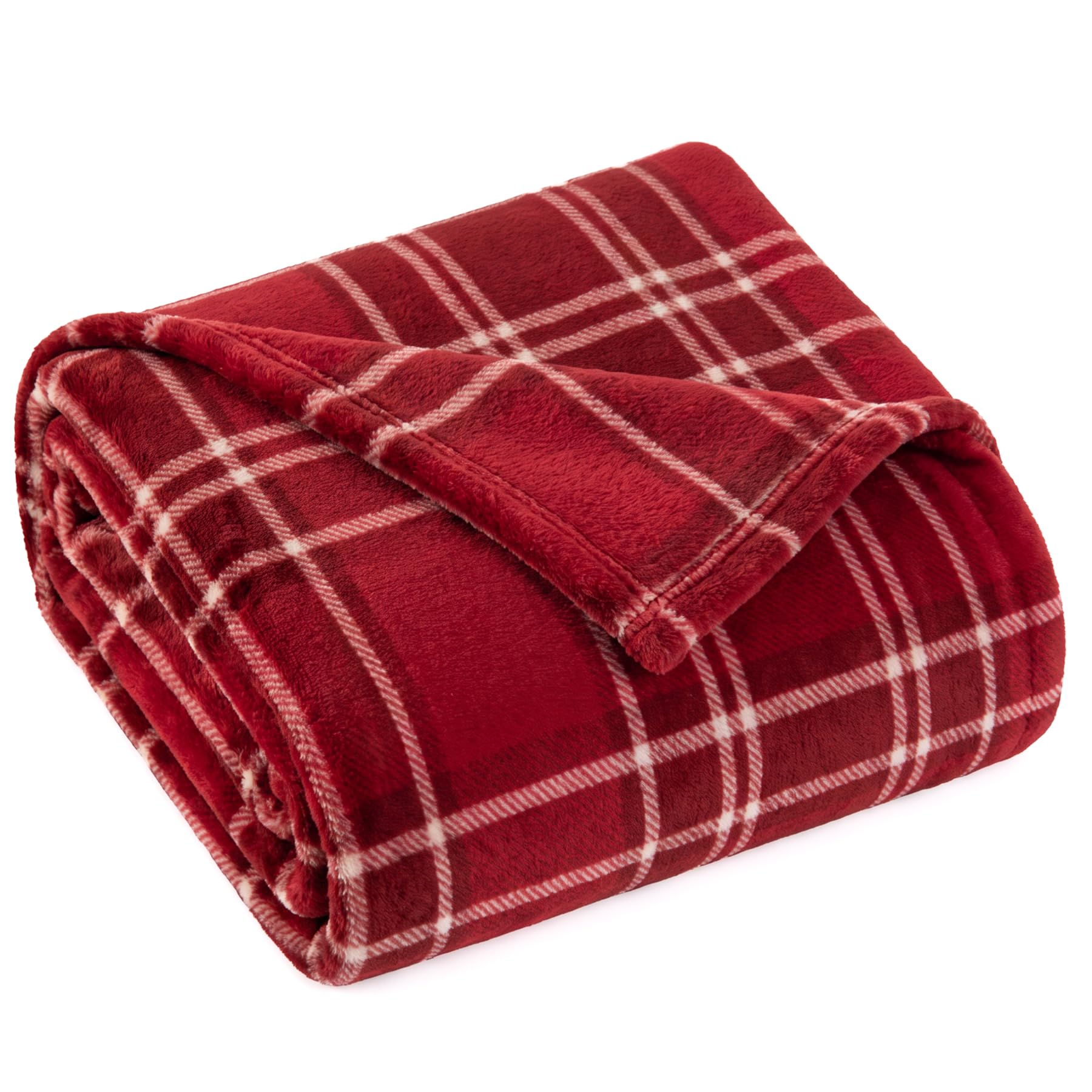 Adore Home Super Soft Plush 250gsm Check Fleece Throw, Red, 150x200cm โ image 1