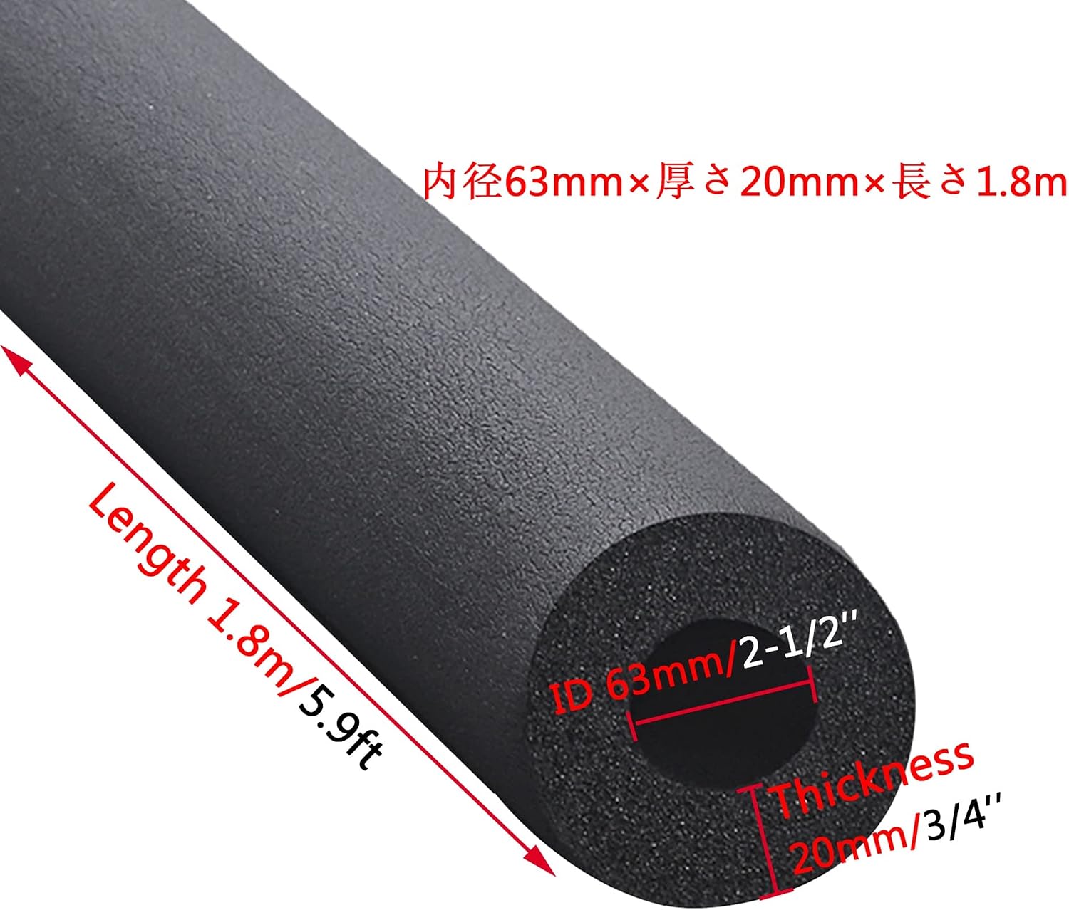 8 Pack Pipe Insulation Foam Tube,Pipe Covers for Outside,Heat Preservation Insulated 5.6ft 5.9ft Length Pipe Wrap Insulation Handle Grips,for Outdoor Indoor Pipeline,Industry and Construction ( Size :