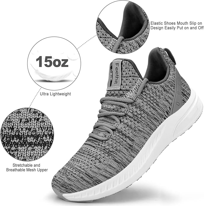 Feethit Mens Slip On Walking Shoes Blade Tennis Shoes Non Slip Running Shoes Lightweight Workout Shoes Breathable Mesh Fashion Sneakers