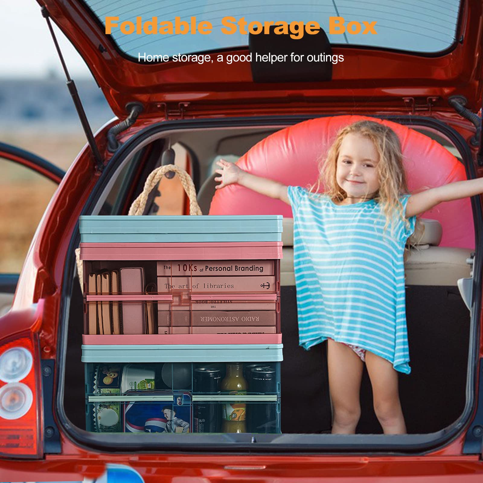 Ergocar Trasparente Organizer Bagagliaio Auto Organizzatore Baule, Collassabile Tasca Portaoggetti Organizer Auto 30L con Borsa e Coperchi Impermeabili per SUV Camion Casa-Nero