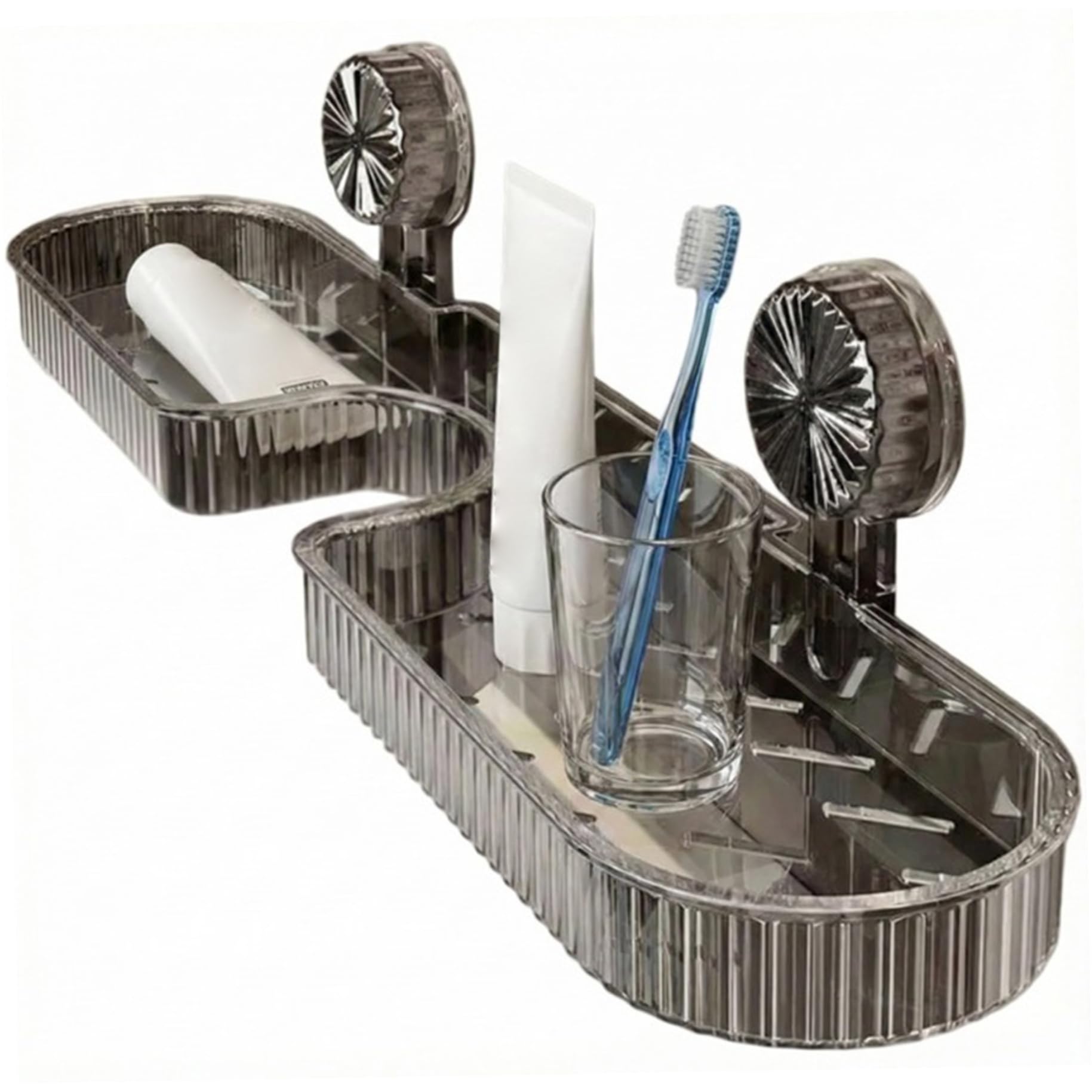 Sgqtqybk Suction Shower Caddy Removable Bathroom Sink Shelf over Faucet Plastic Over the Sink Shelf for Bathroom Installs