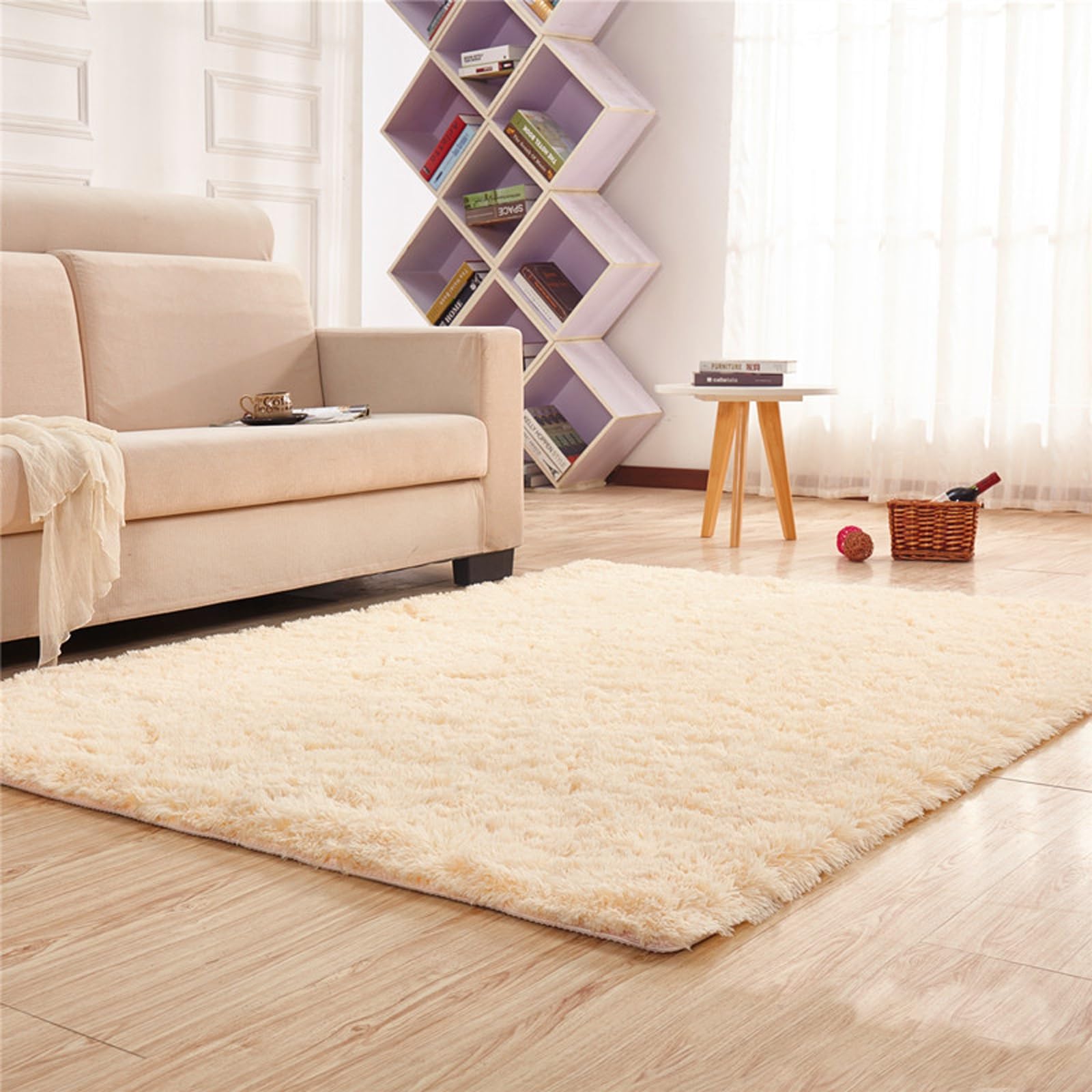 Tapis de chambre 60x260 cm crème moelleux et antidérapant pour le couloir