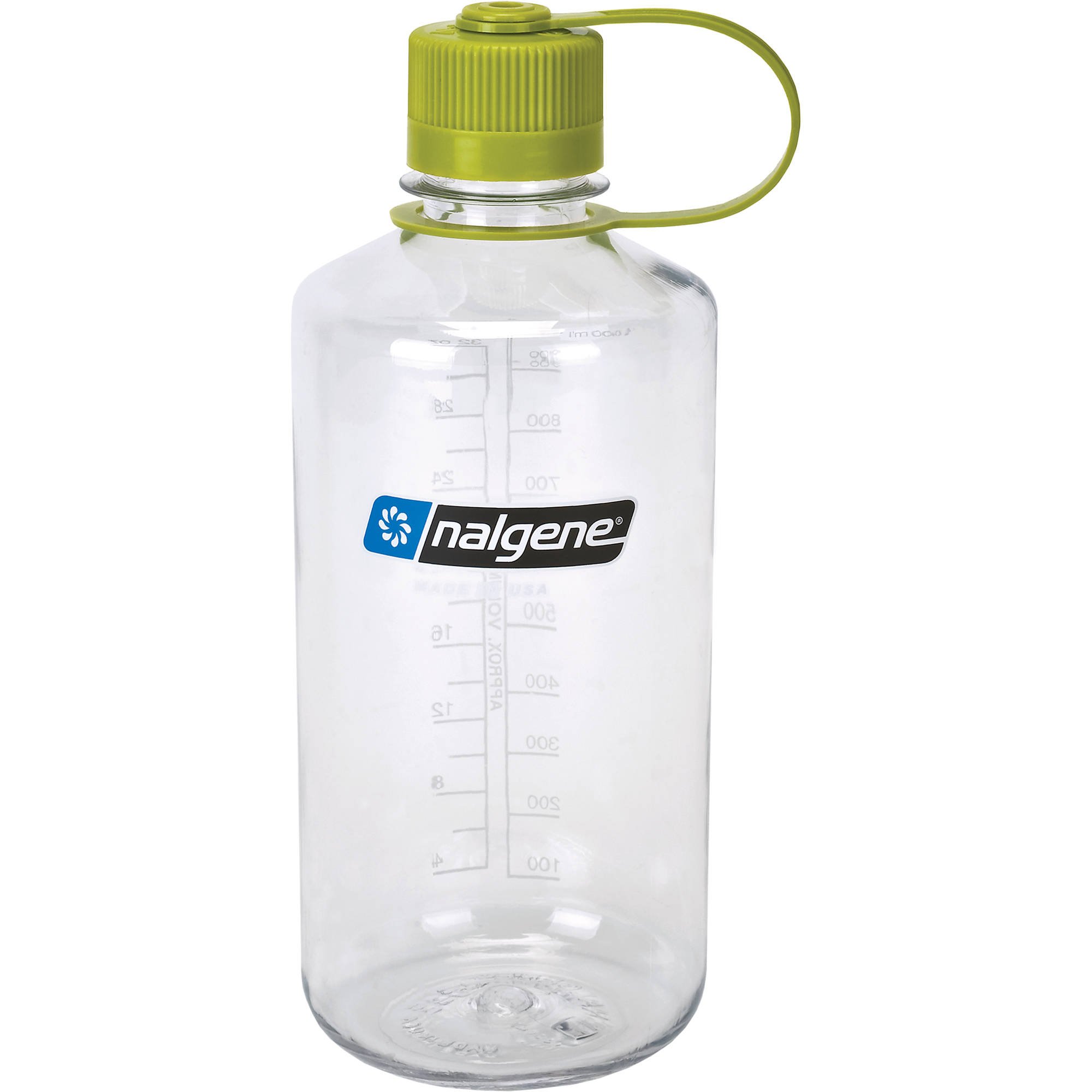 Nalgene Tritan 32 oz Narrow Mouth BPA-Free Water Bottle, Clear Green