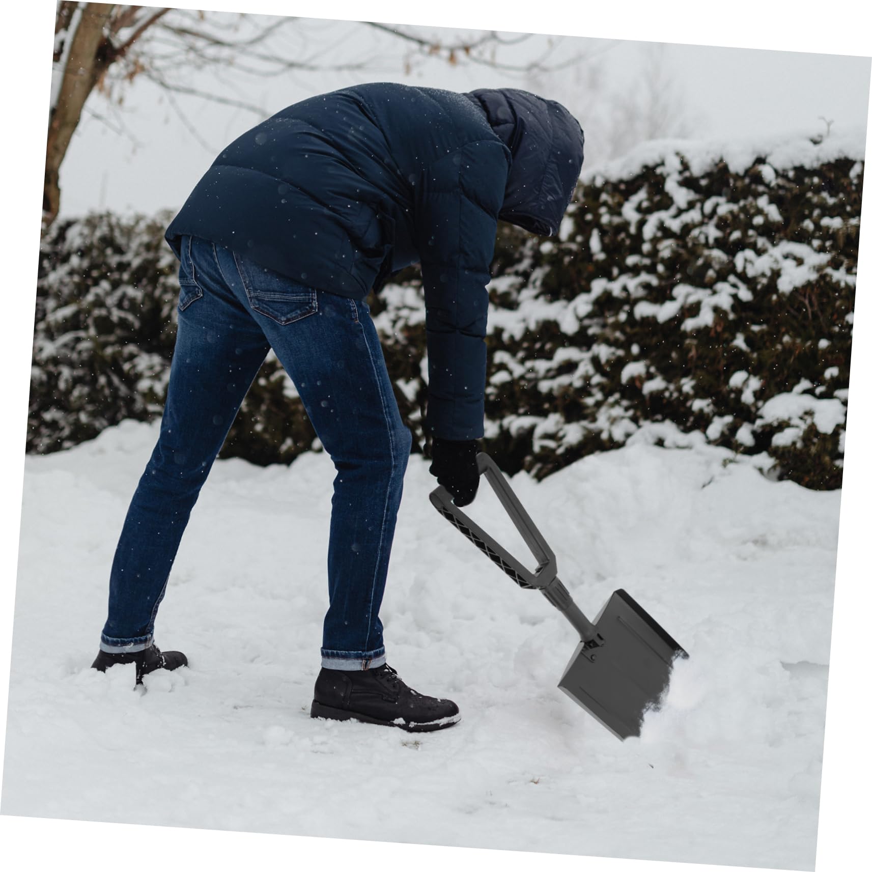 Einziehbare Schneeschaufel 1 Stück Eisen Kunststoff Schwarz | Ergonomischer Griff, Rutschfest und Stabil, für Schneereiches Wetter und Kofferraum Aufbewahrung