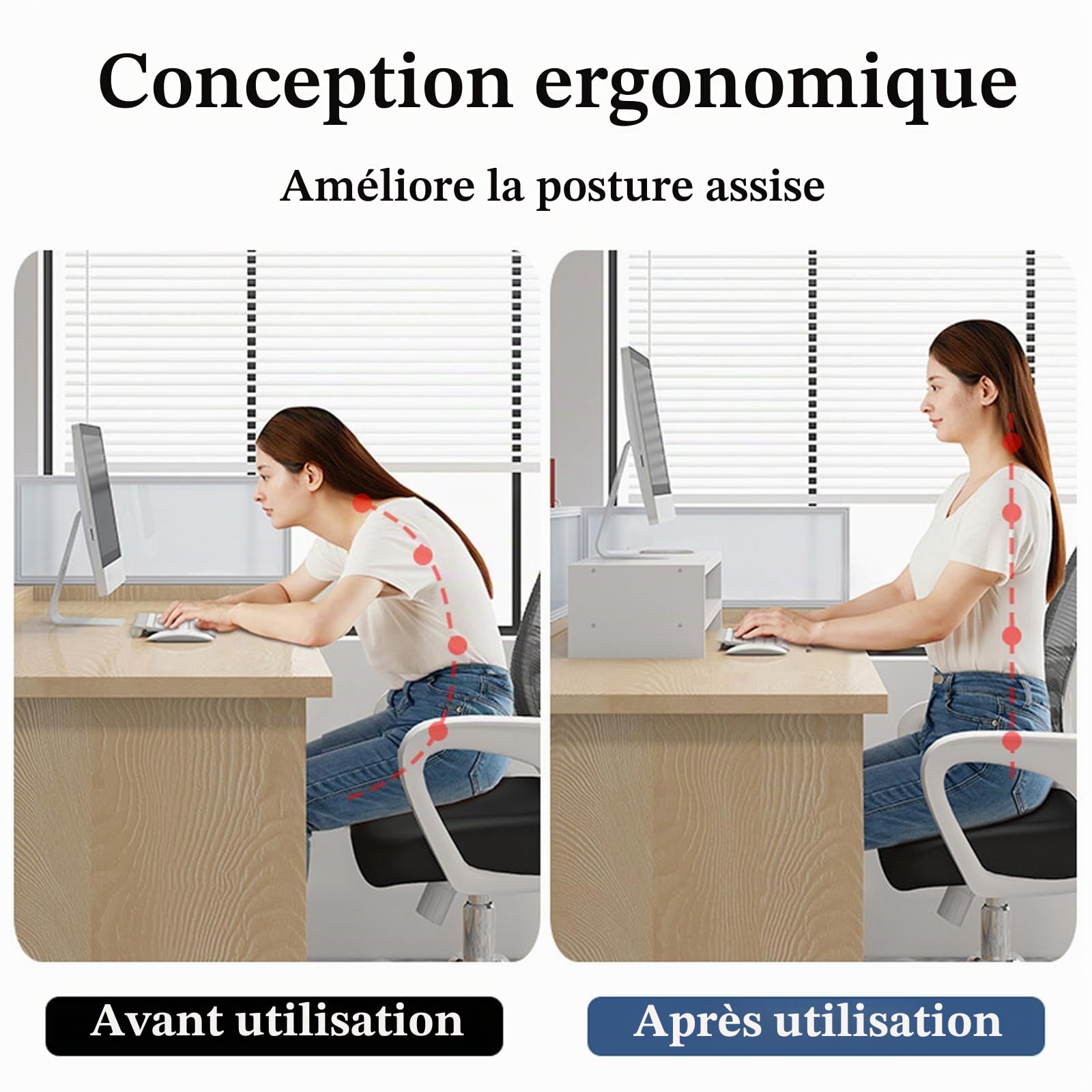 Rehausseur Ecran Pc Bureau,RéHausseur éCran Ordinateur,Support De Moniteur en Bois,Support De Moniteur avec Rangement,Support De Moniteur D'Ordinateur Ergonomique,pour Moniteur De Pc